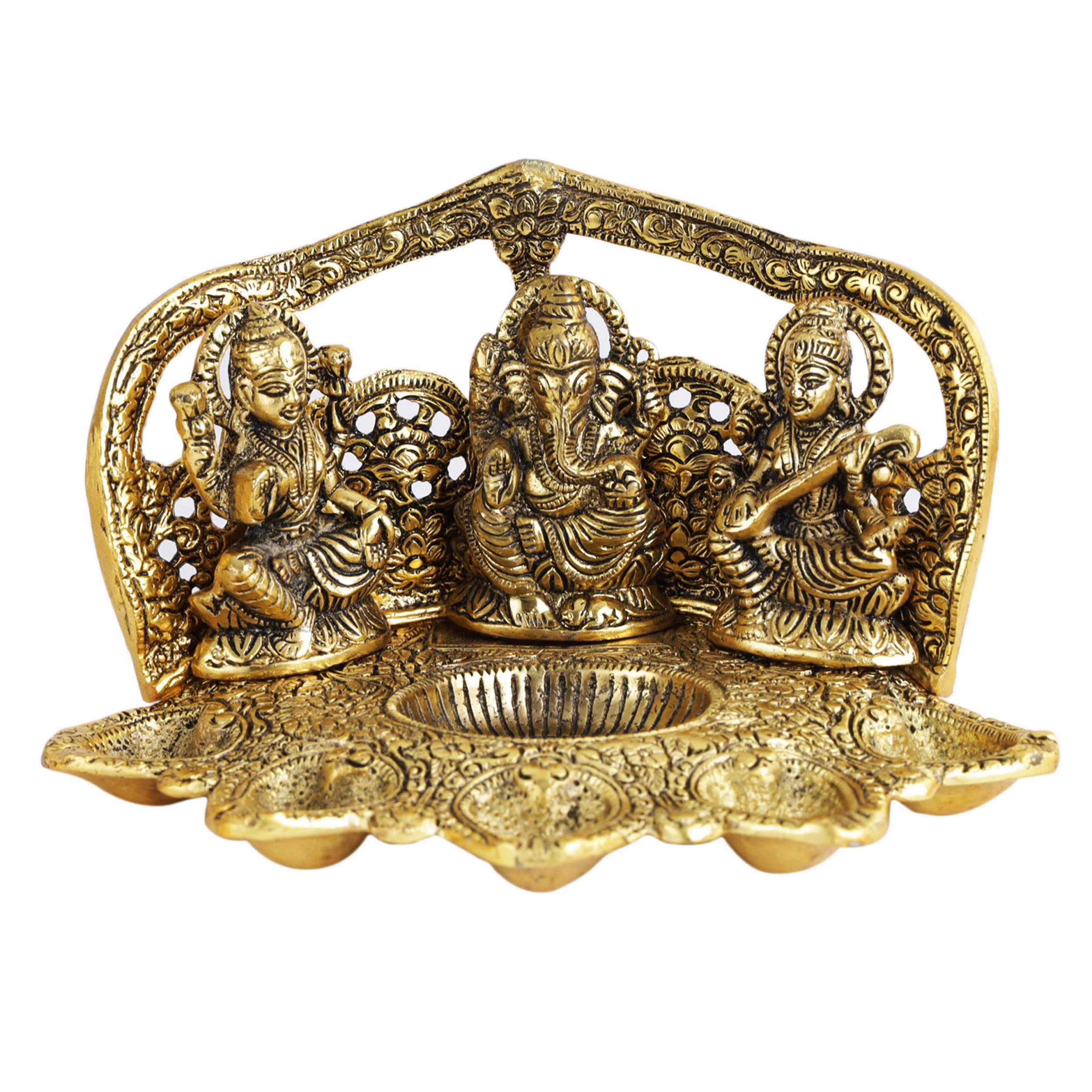 TIED RIBBONS Lakshmi Ganesh Saraswati Idol Diya Oil Lamp Decorative Showpiece - Decoration Items for Home Dcor Puja Room Temple