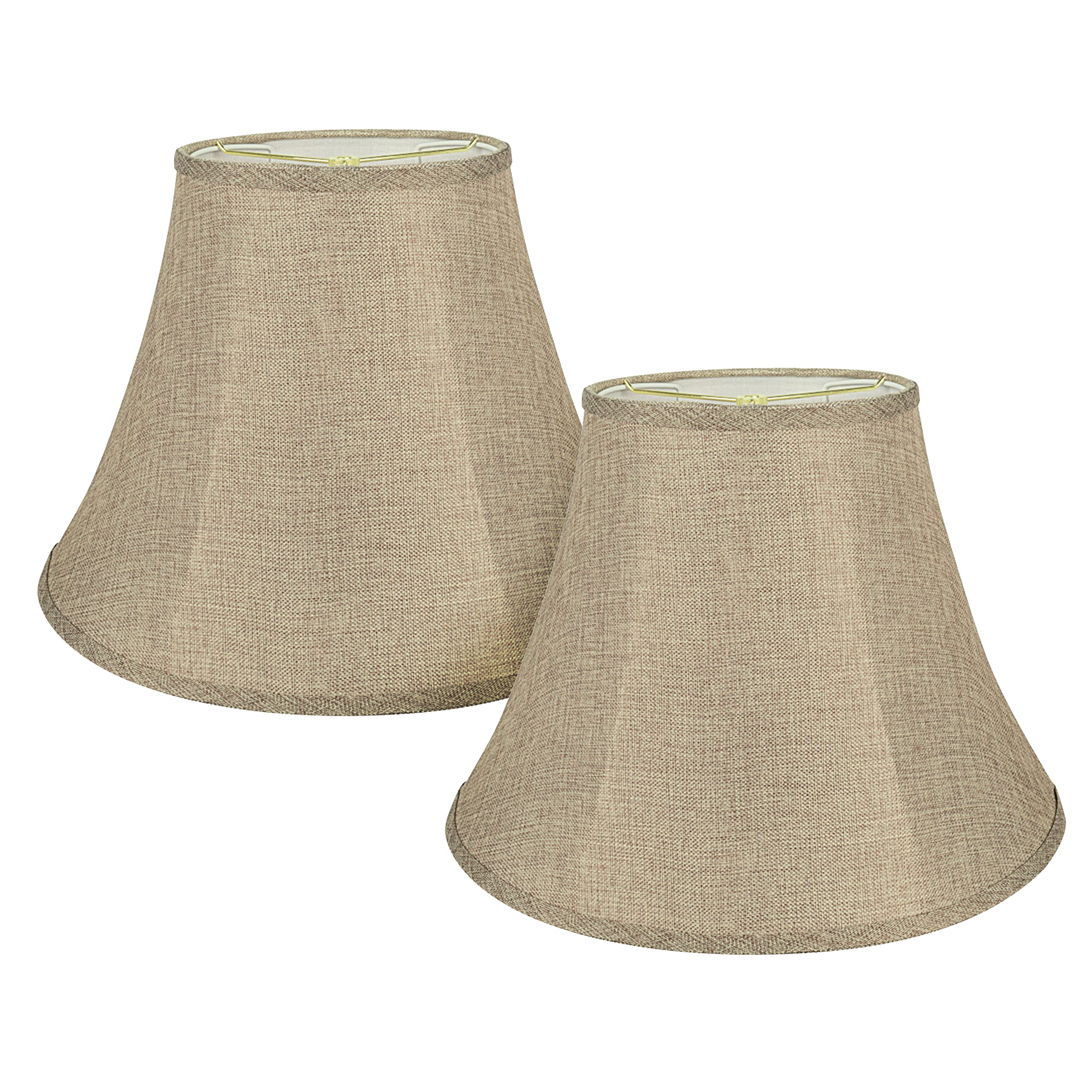 Aspen Creative 38001-2, Transitional Bell Shaped Collapsible Spider Construction Lamp Shade In Natural, 9" Top X 18" Bottom X 13" Slant Height, Set Of 2