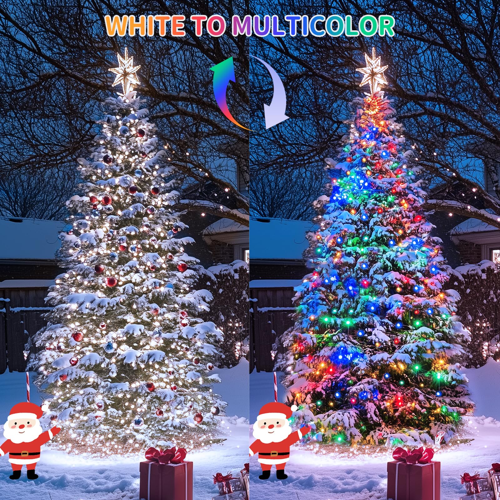 Jmexsuss 500 Led Color Changing Christmas Lights, 173Ft White & Multicolor String Lights With Remote Outdoor Waterproof Christma