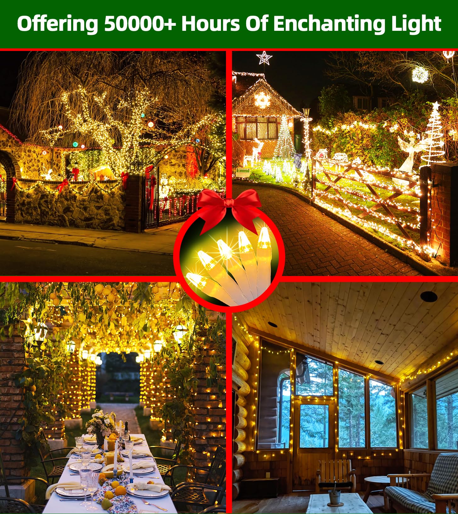 1500 Led Chrstmas Lights  470Ft Outdoor Christmas String Lights With 12 Modes  Warm White Led String Lights With Timer Dimmable Waterproof For Tree Fence Garden Xmas Patio Wedding Party Decorations