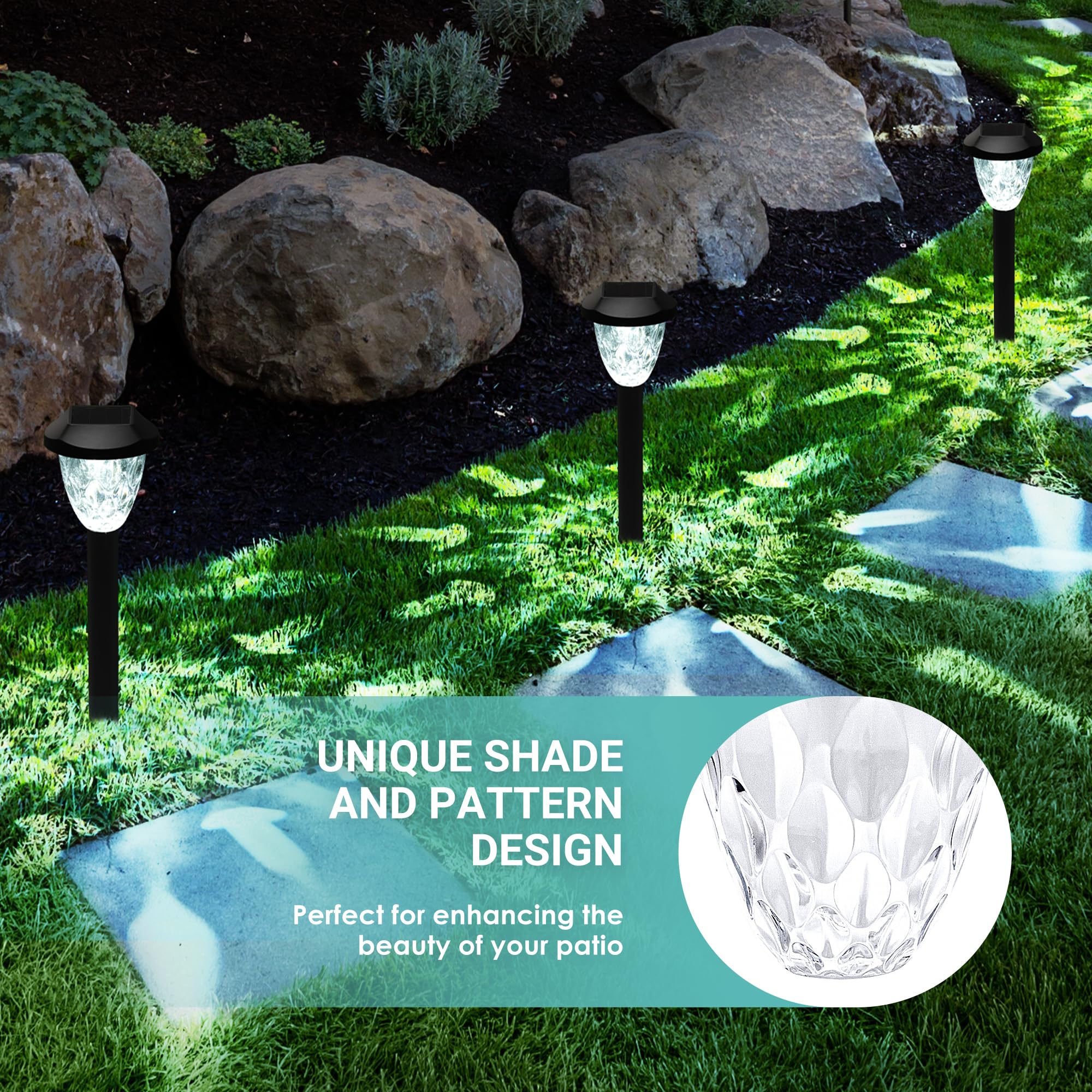 Suncket Solar Outdoor Lights, Bright Solar Christmas Lights Outdoor With Great Pattern, Waterproof Auto On/Off Solar Lights For Outside Garden Walkway Driveway Yard Pathway(8 Pack)