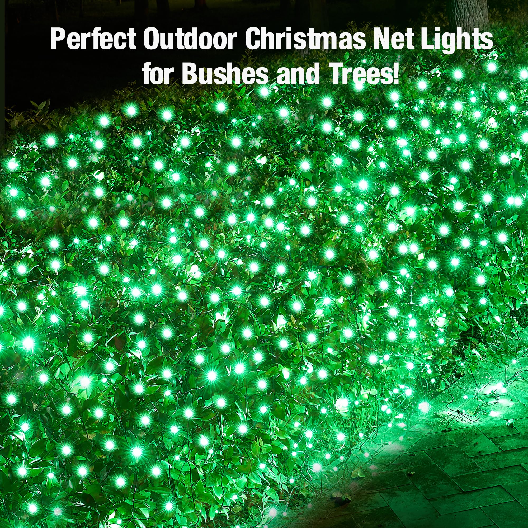 Sylampow Led Green Christmas Net Lights Outdoor Christmas Bushes Lights 120Led 6Ftx5Ft, Connectable Outdoor Indoor Christmas Mes