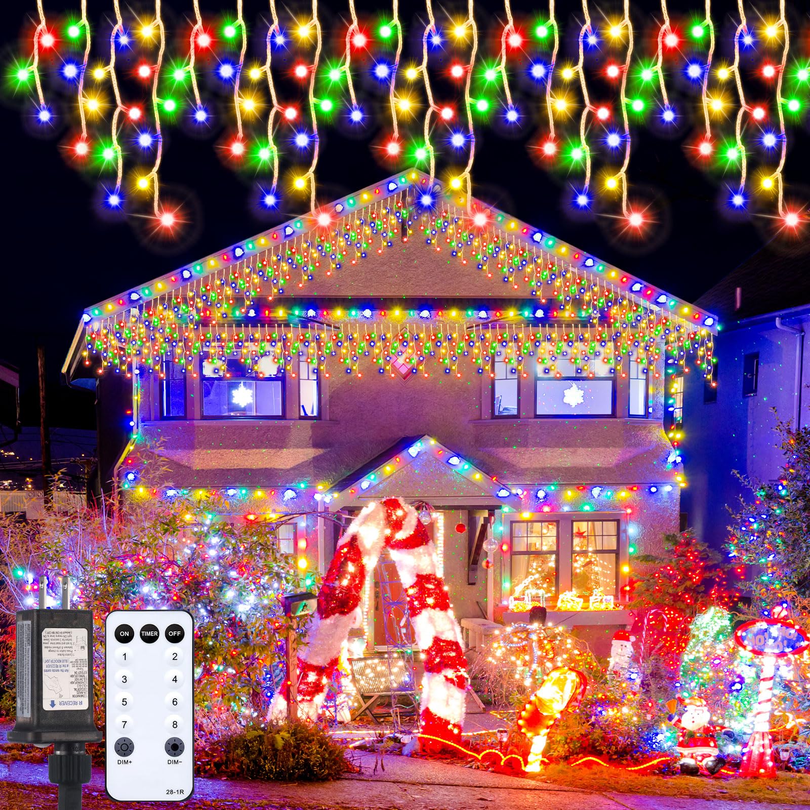 Aurelema 164 ft 1620 LED Icicle Lights for Outside Christmas Outdoor Icicle String Plug in Fairy Hanging Light 8 Modes Timer wit