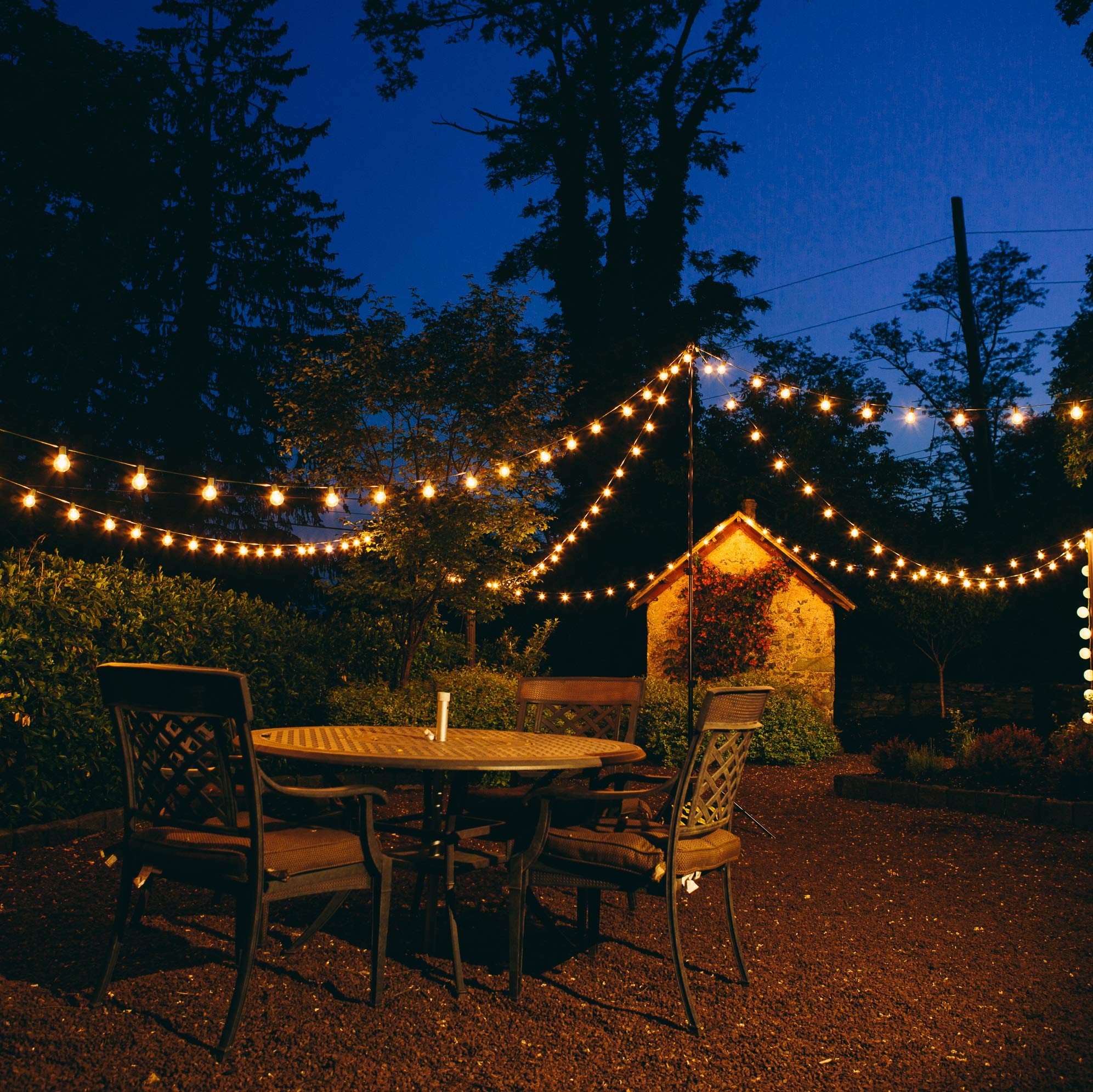 Hometown Evolution 100ft Globe String Lights - 105 Clear Bulbs - Black Wire - Outdoor Patio Lighting - Model HTE186