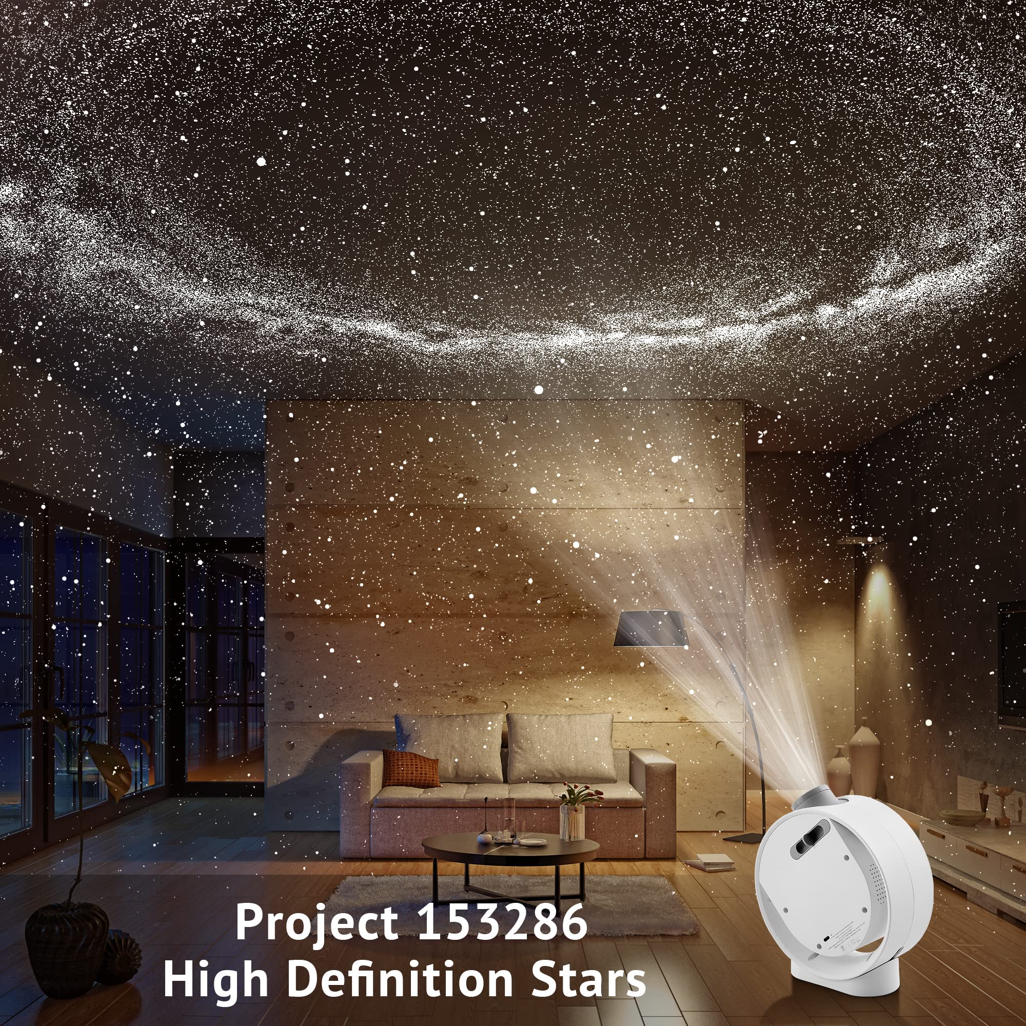 LaView Star Projector LV-X2-W-EU - HD Image, 3-Level Silent Rotation, Includes 6K Replaceable Galaxy Discs, White with 4 Discs