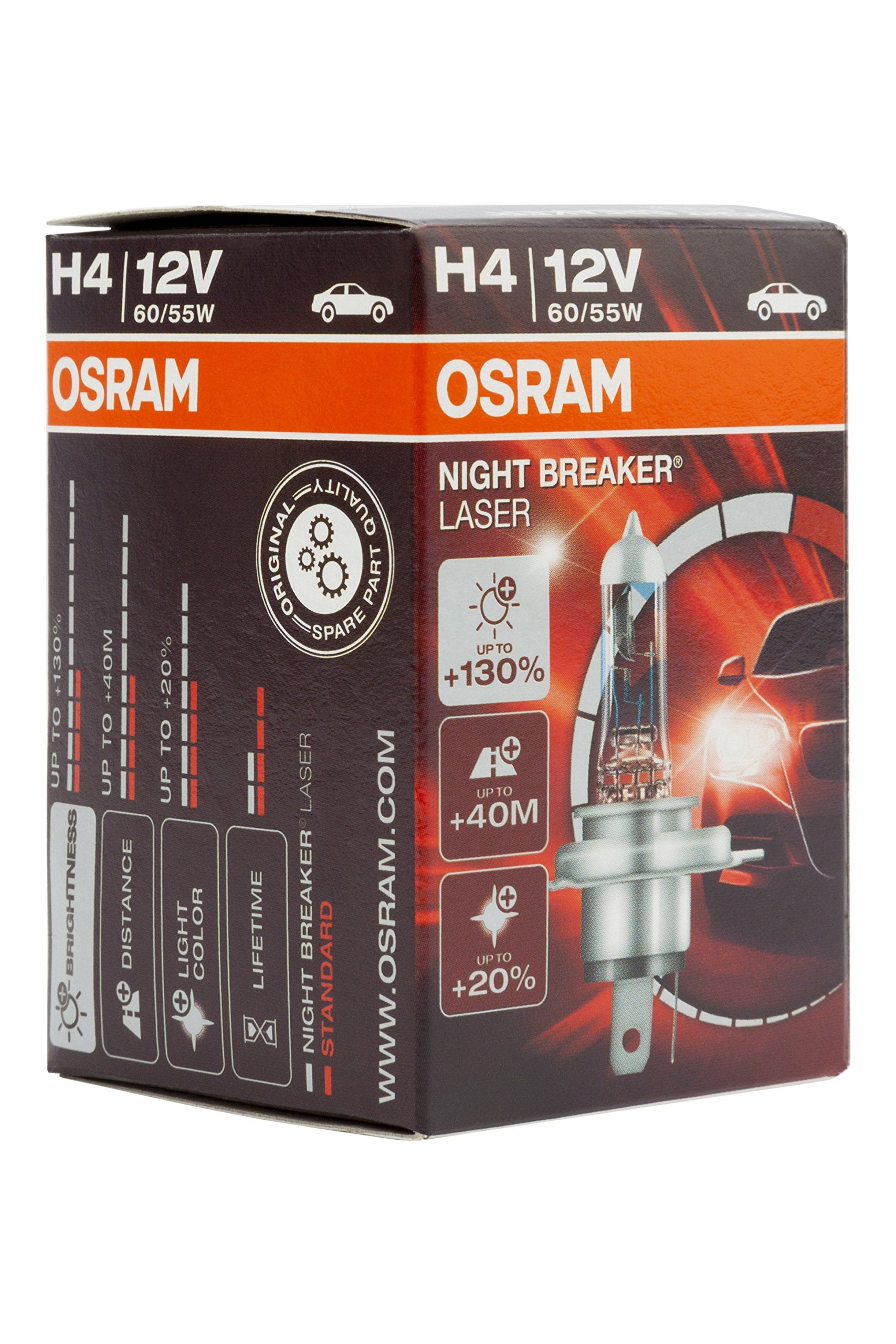 OSRAM COOL BLUE INTENSE H4, headlight bulb for halogen headlamps, xenon effect for white light, 64193CBI-HCB, 12V passenger car,