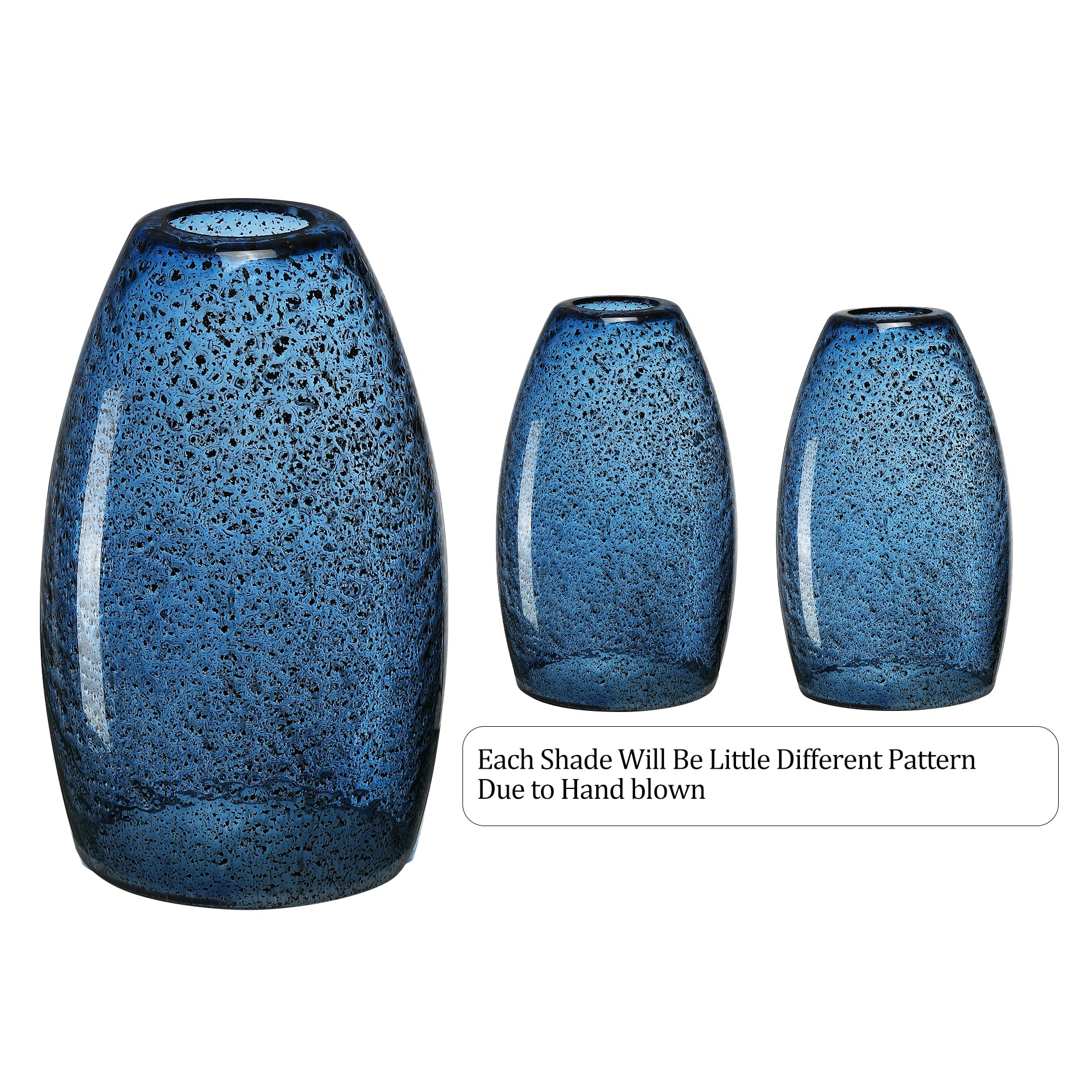 Dark Blue Seeded Oval Glass Lamp Shade Only Art Glass Shades For Kitchen Island Pendant Glass Lights Covers Light Fixture Replac