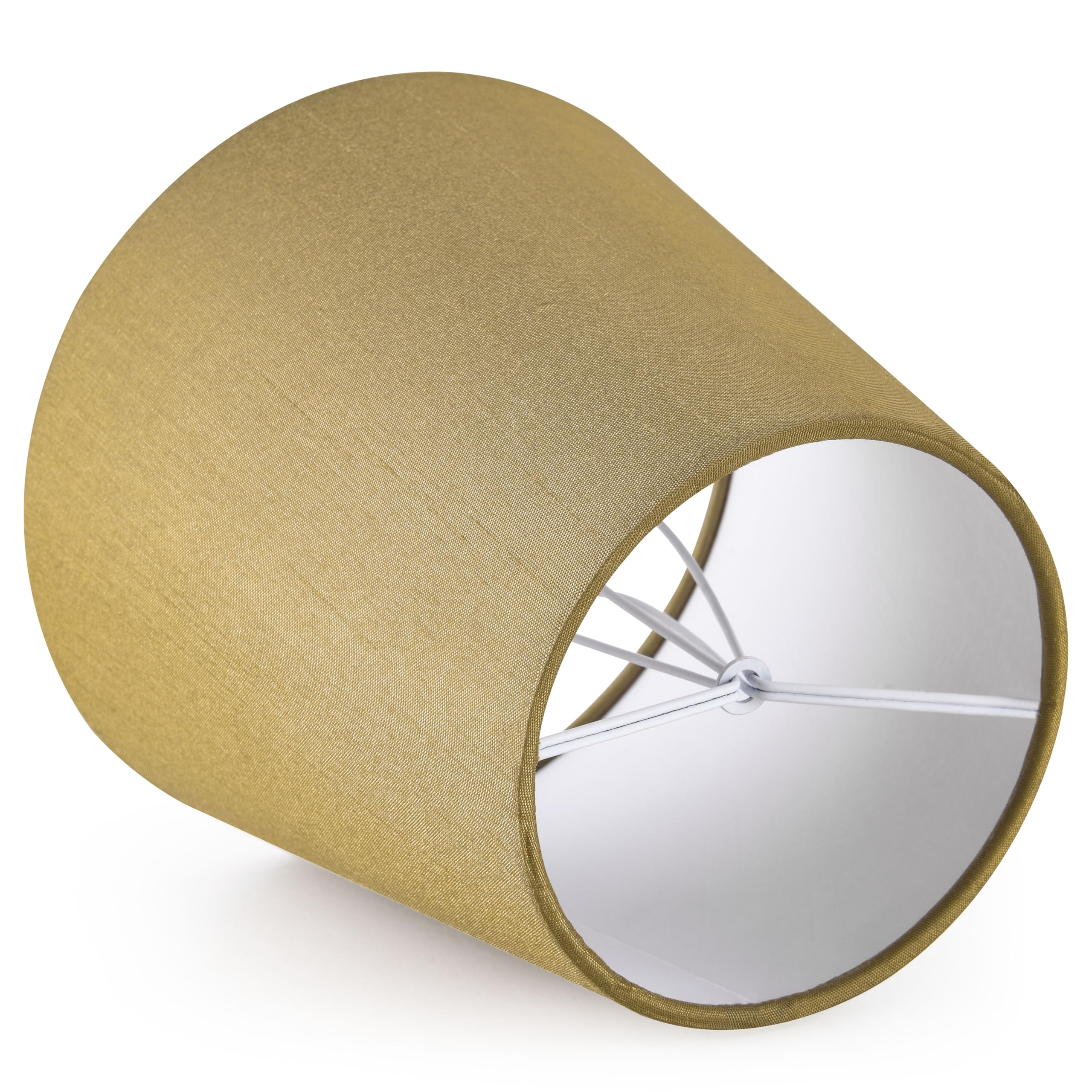 Set Of 5 Dark Tan Small Lamp Shade (Clip On Bulb), 4 X 6 X 5In, Faux Silk Mini Lampshades For Chandelier, Fabric Lamp Shade For