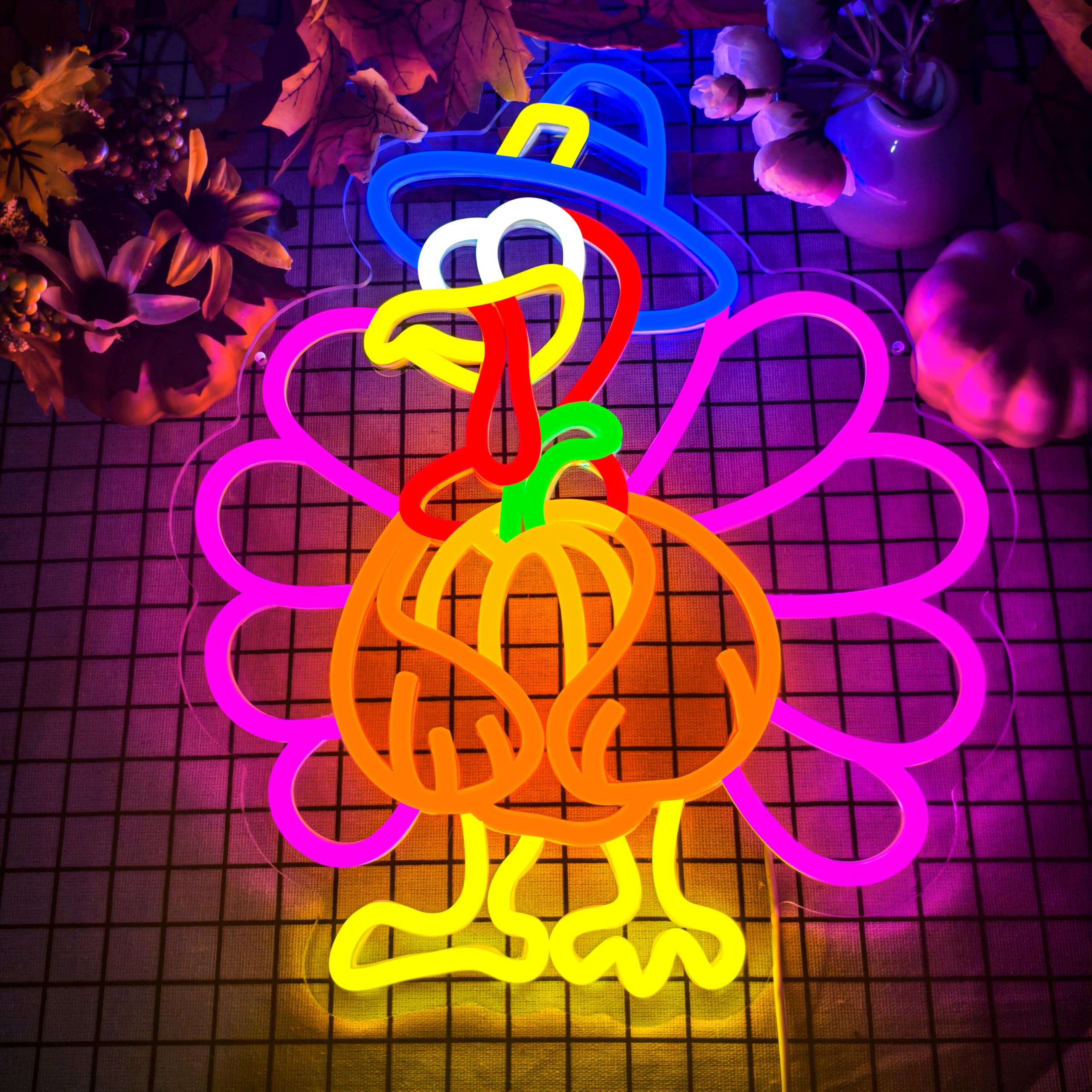 Turkey Neon Sign Thanksgiving Neon Sign Dimmable Pumpkin Neon Light For Wall Decor Happy Thanksgiving Neon Light For Wall Art Window Home Party Holiday Gift