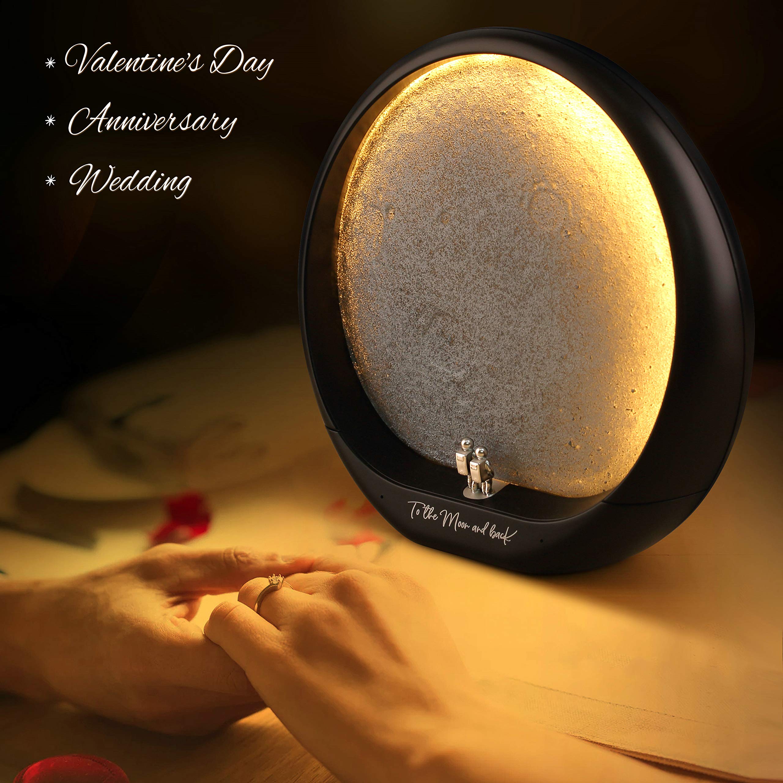 Mamre Moon Décor Lamp - Black Lunar Landing Gift For Anniversary, Valentine'S Day & Astronomy Lovers