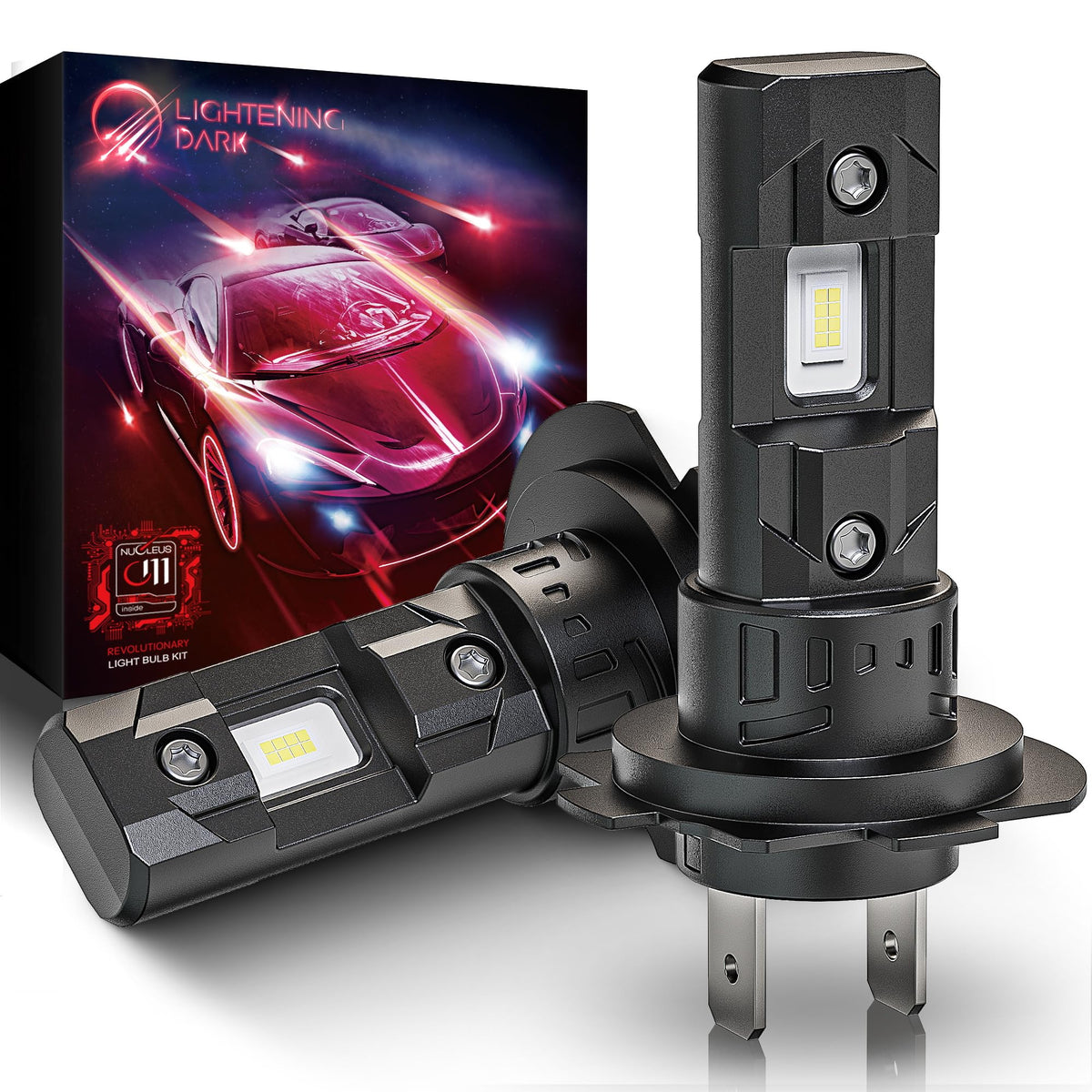 Lightening Dark H7 Bulbs, No Adapter Required 400% Brightness 6500K Xenon White Fanless Non-Polarity Plug And Play Fog Bulb (Pac