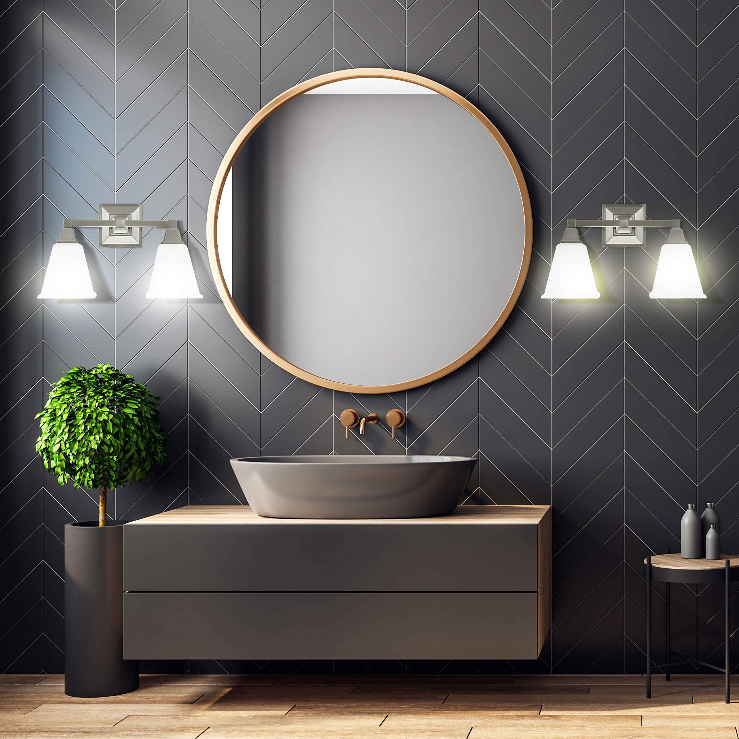 Sea Gull Lighting Two Light Wall/Bath Vanity, Alloy Steel, Brushed Nickel Finish, Model 4450402-962