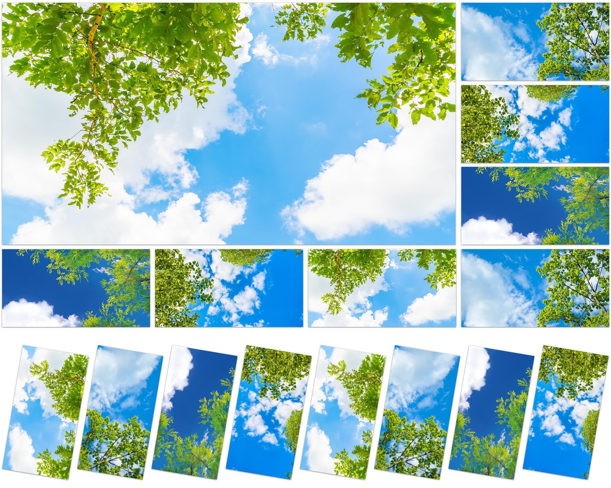 Wiooffen 8 Pcs Fluorescent Light Covers Magnetic 4x2 Feet Polyester Cloud Sky Blue Model YM0707 for Classroom & Office