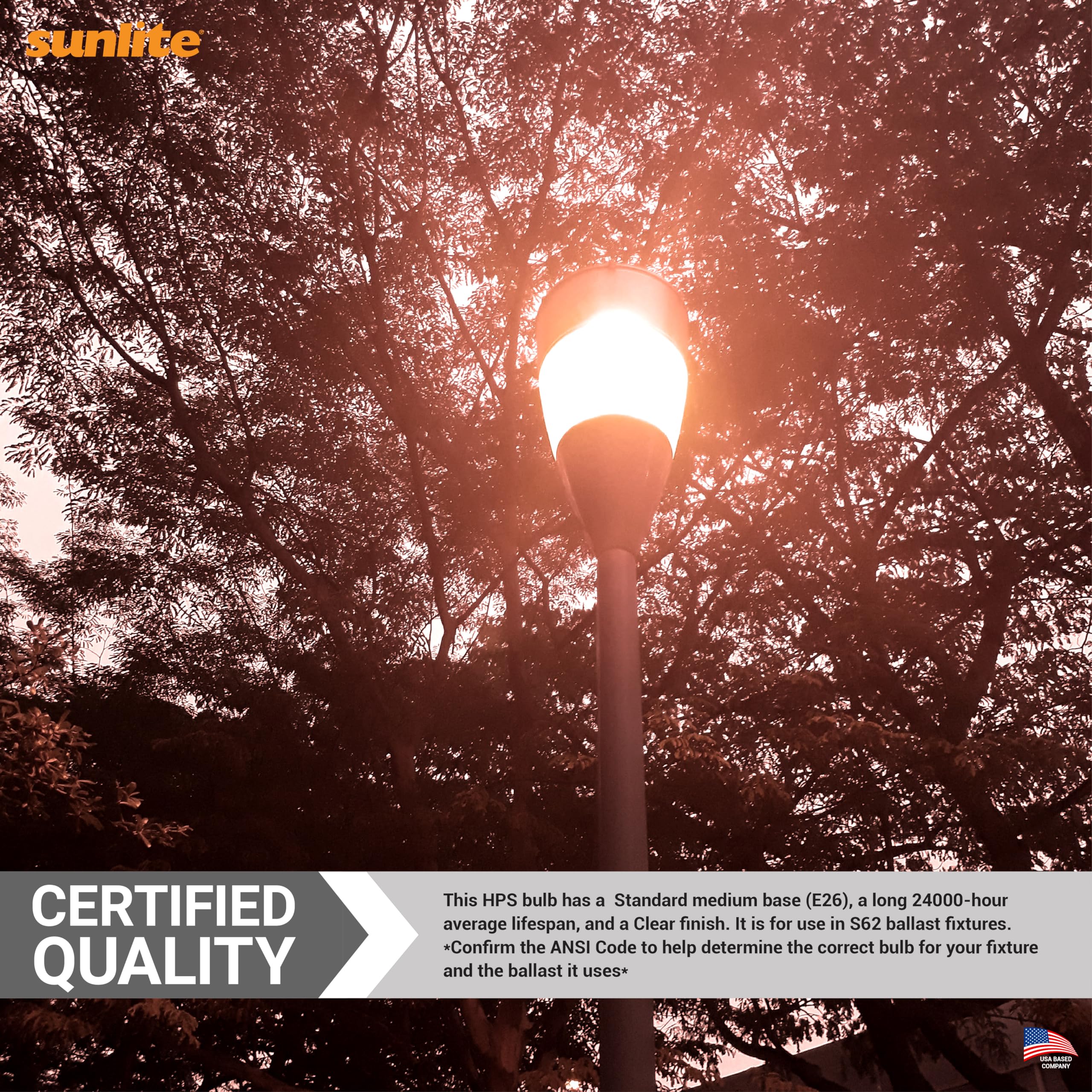 Sunlite 03610 Lu70/Med High Pressure Sodium Light Bulb, 70 Watts, Ed17/Med, Medium Base (E26), Ansi Code S62, 6000 Lumen, 24000