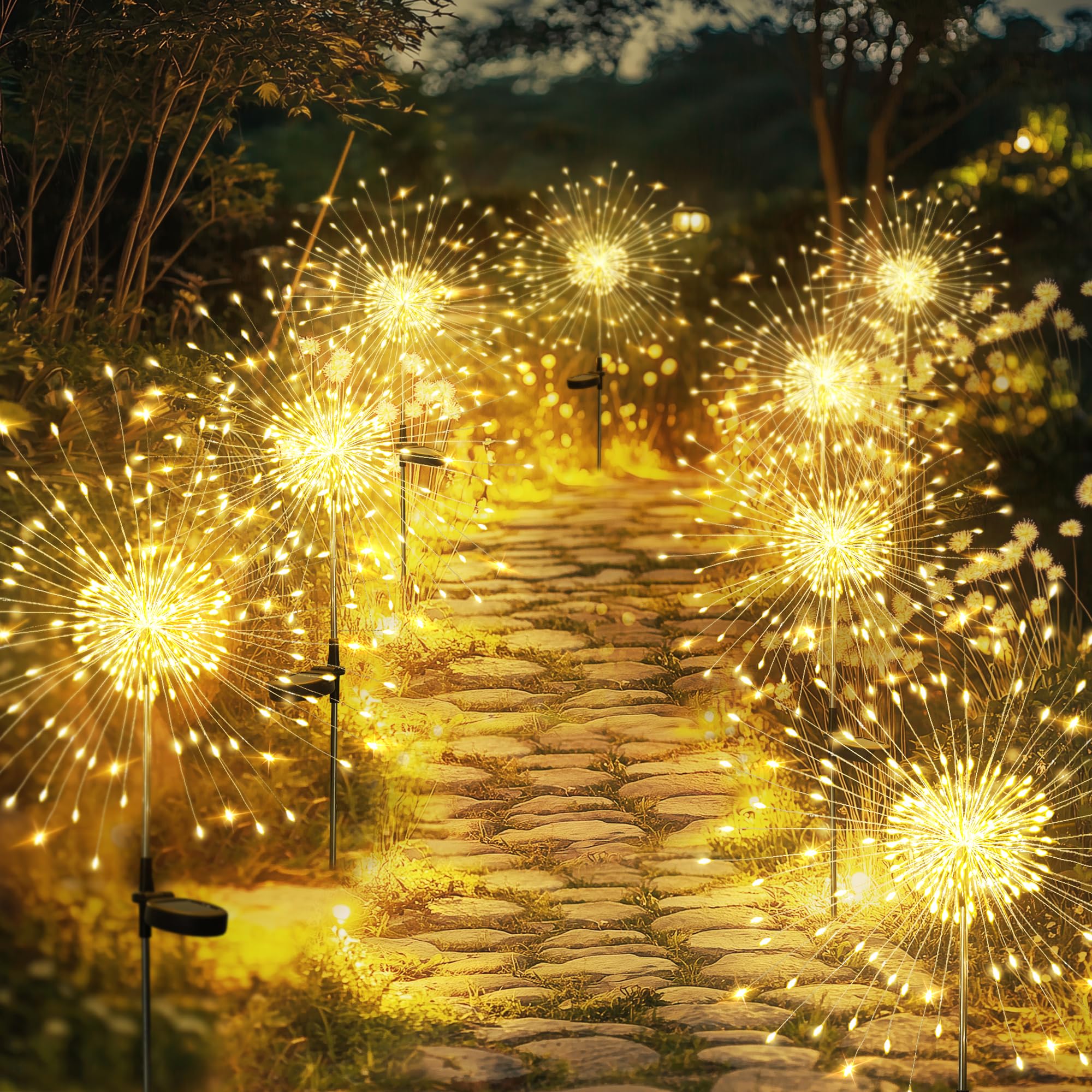 Gigalumi Solar Garden Lights 120 Led Warm White 8 Pack Outdoor Decorative Lighting For Yard Patio Flowerbed Model 9190