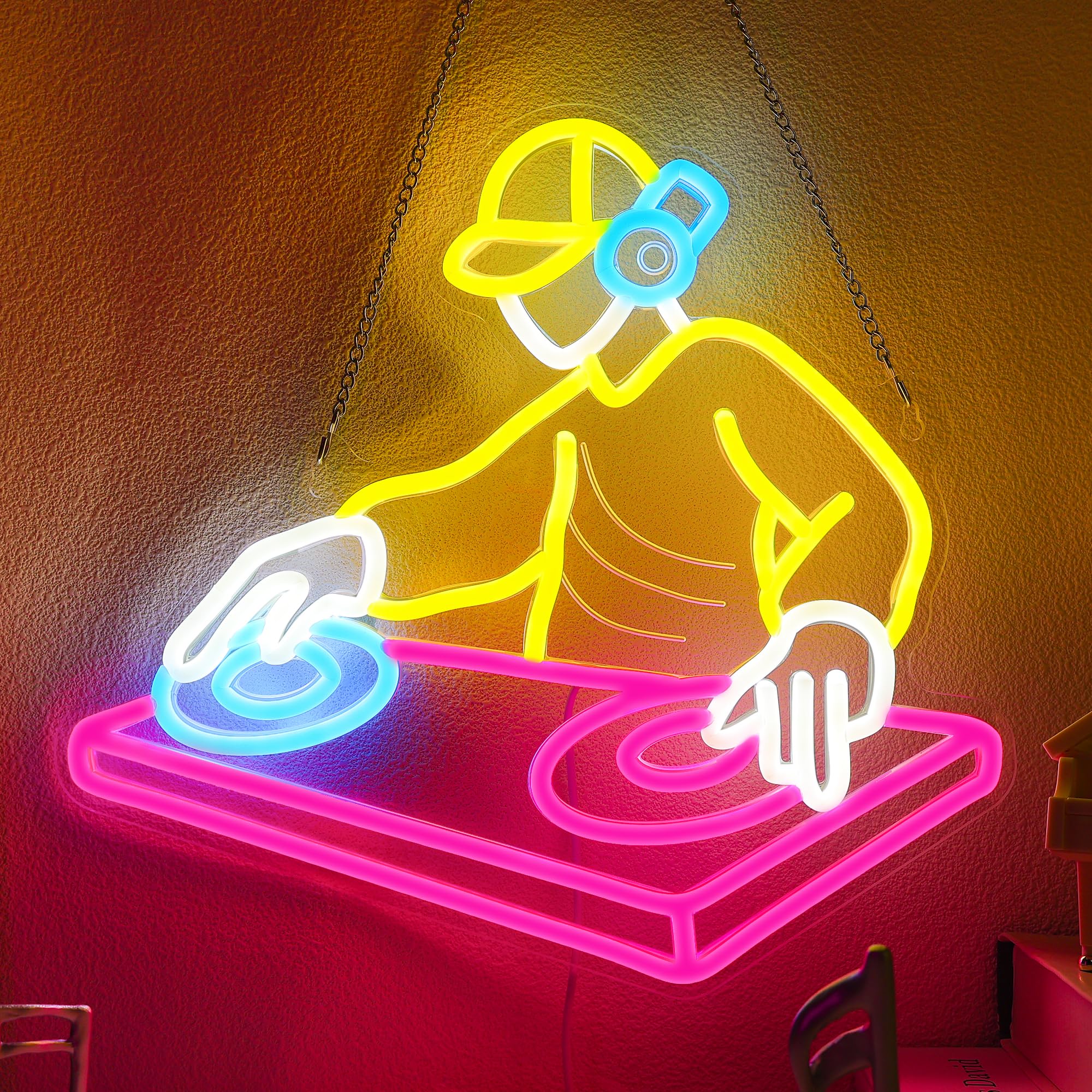 Coolgift Mart Dj Player Neon Sign  Dimmable Led Dj Room Decor Light With Usb Powered  Decorations For Bedroom Man Cave Bar Club  Gift For Dj And Heavy Metal Music Lovers