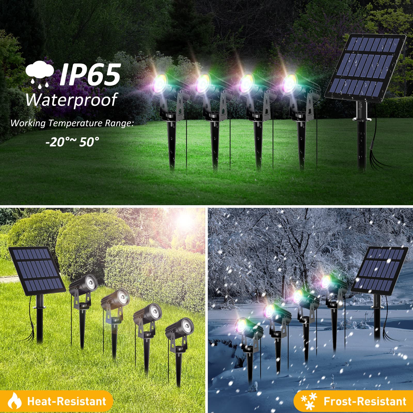 T-Sun Rgb Solar Spotlights Outdoor, Halloween Decoration Solar Landscape Spotlights, Ip65 Waterproof Color Changing Spot Lights