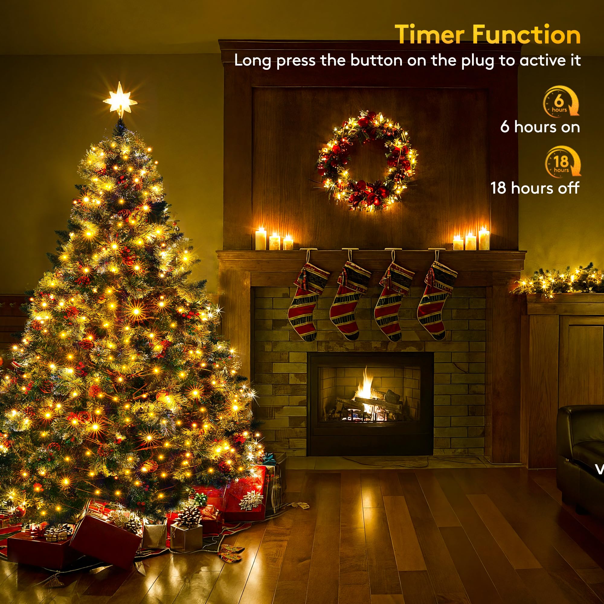 Blctec Christmas Lights, 300 Led 108Ft Ul Certified Christmas String Lights With 8 Lighting Modes, End To End Connectable Plug,