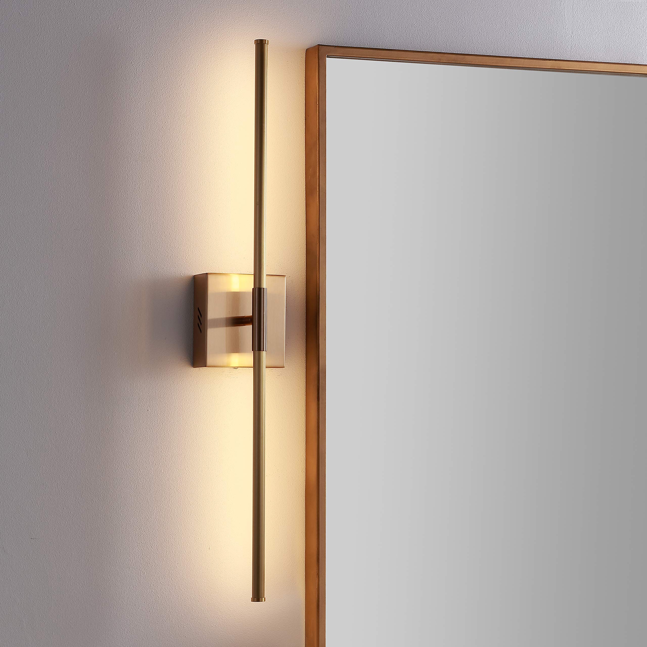 JONATHAN Y Makena 28in LED Wall Sconce, Dimmable Metal, Modern Design, Gold, Model JYL7022B