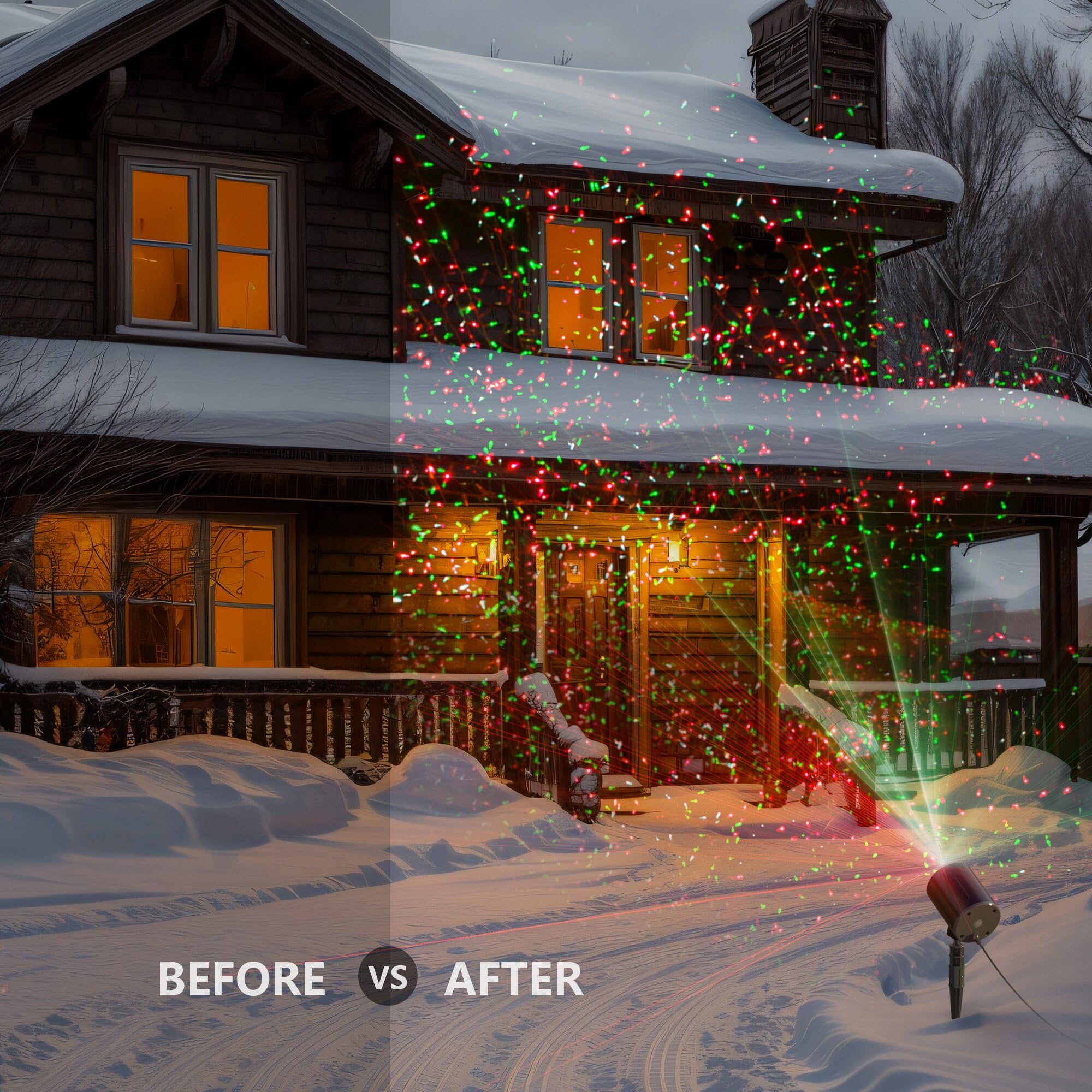 Christmas Projector Lights Outdoor, Blofun Red And Green Starlight Projection Light, 3 Modes With Remote Control, Halloween, Christmas, Party, New Year Decoration Waterproof And Frostproof