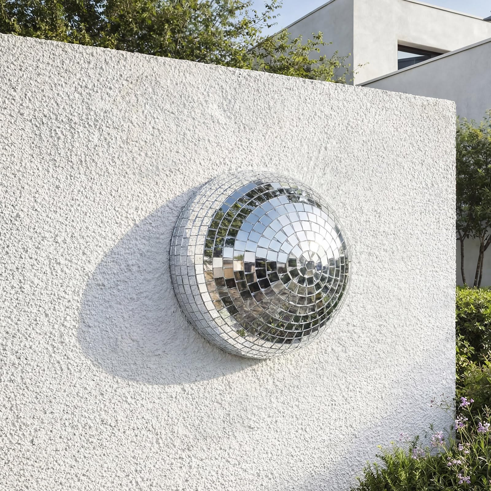 Sliner 1 Pcs Half Disco Ball Wall Sign Mosaic Glass Retro Disco Ball Wall Decor with Adhesive Backing Funky Style for Indoor Out