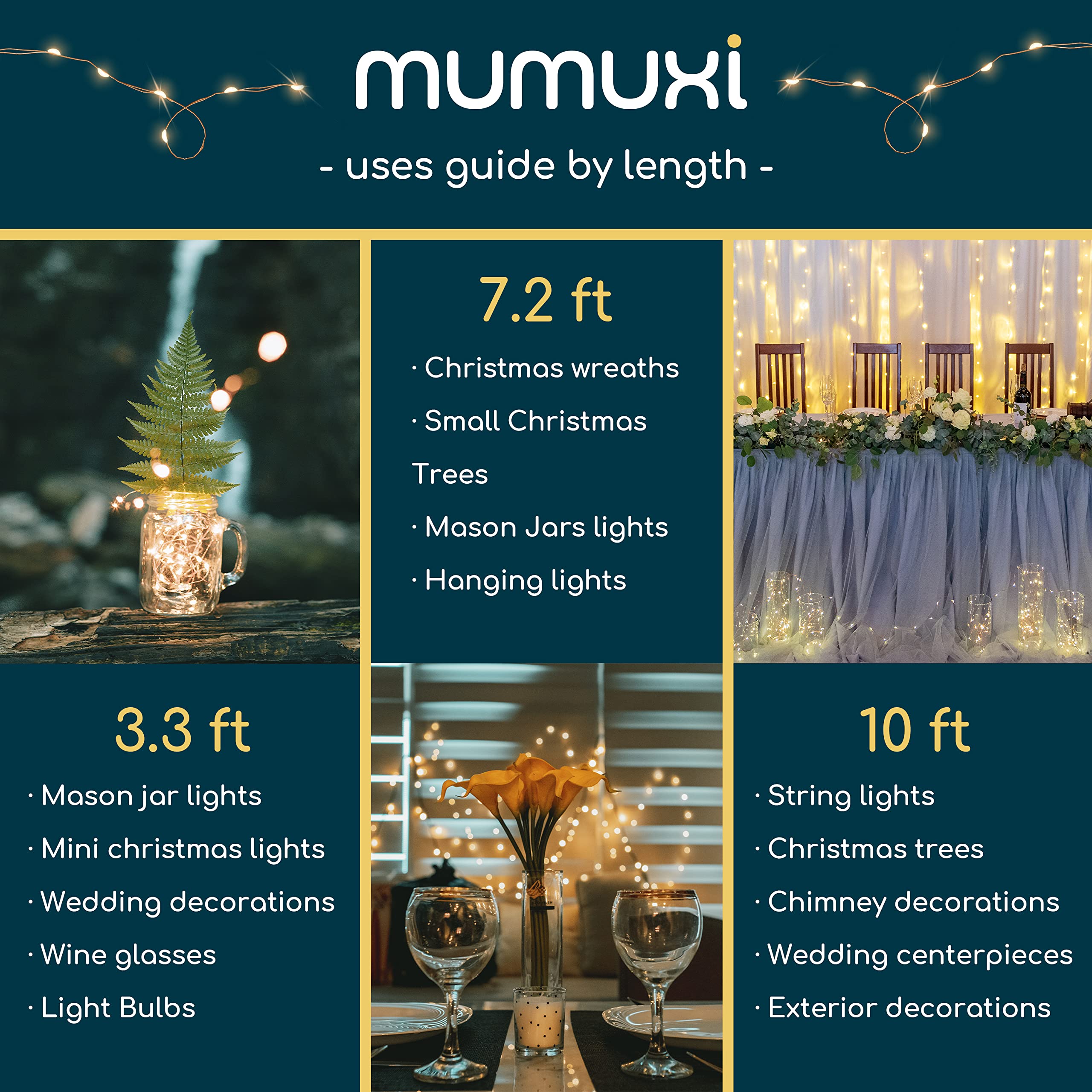 Mumuxi 24 Pack 7.2Ft Warm White Battery Operated Fairy Lights, 20 Mini Led Copper Wire String Lights For Weddings & Home Decor