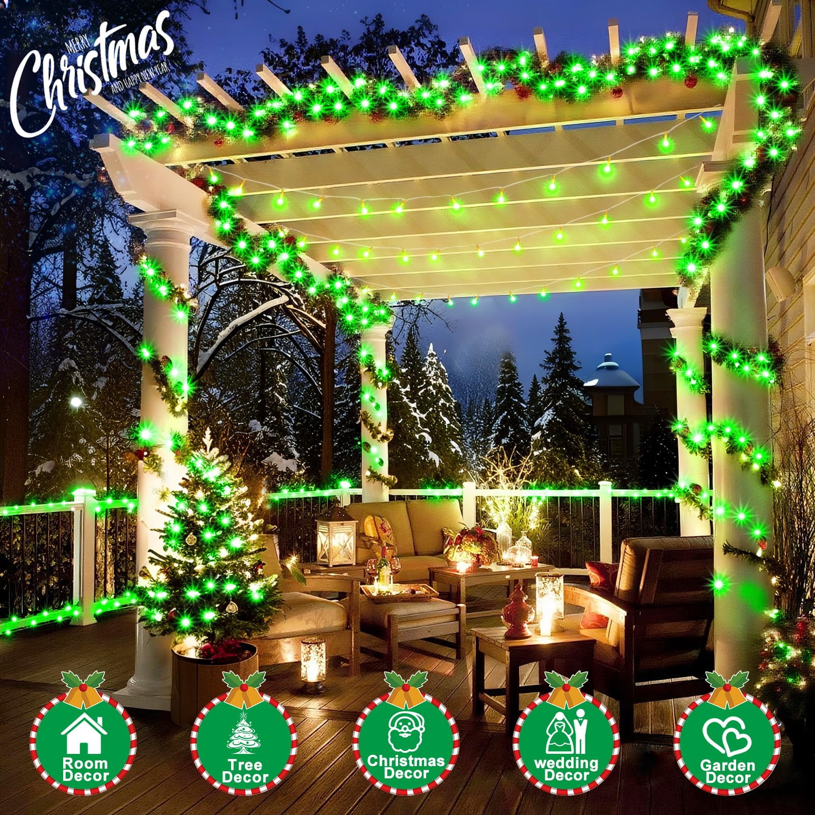 Sauirs 403Ft 1000 Led Christmas Lights Outdoor String Lights With 8 Modes Timer Waterproof Fairy Light Plug In For Outside Indoor Party Xmas Palm Tree Yard Wedding Decorations(Green)