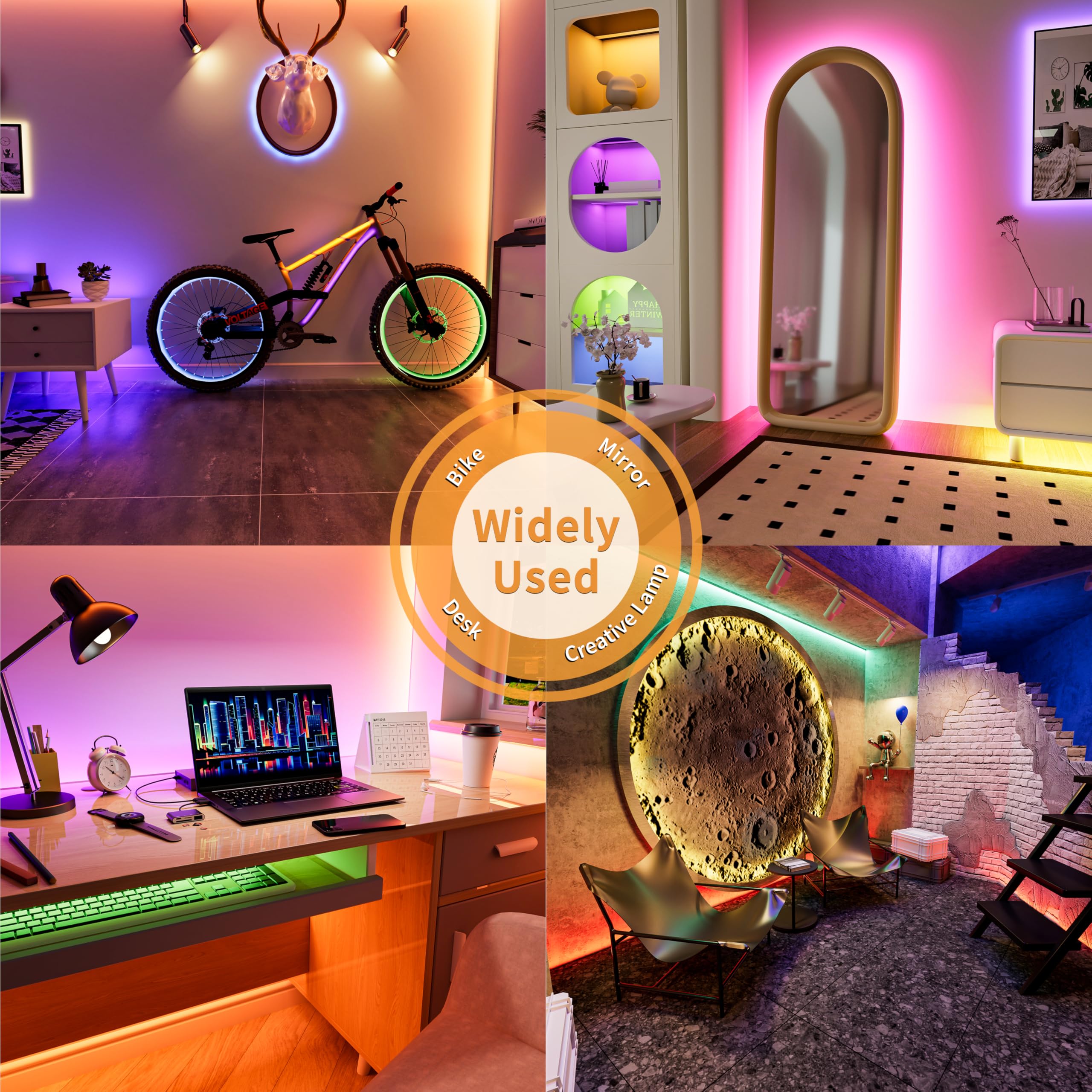 Pautix 5V Usb Cob Rgb Led Strip Light 9.84Ft/3M Color Changing Light Strips Tv Backlight Multicolor Flexible Under Cabinet Tape Lights With Bluetooth Control For Bedroom Kitchen Home Diy Lighting