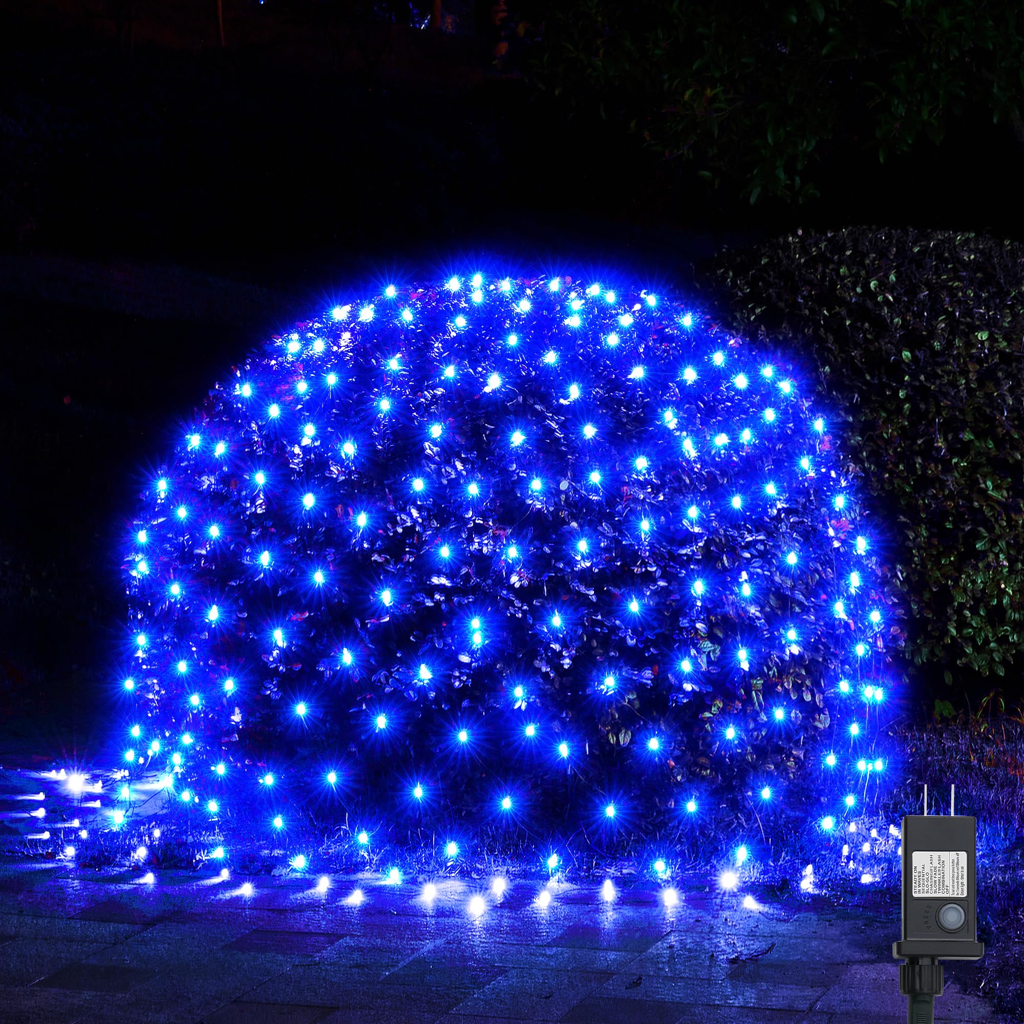 WBao Christmas Lights  200LED 8.4ft x 5.2ft Net Lights Outdoor Mesh Light with 8 Modes  Timer  UL Certified  End to End Connectable  Waterproof for Lawn  Bushes Outdoor Christmas Decorations  Blue
