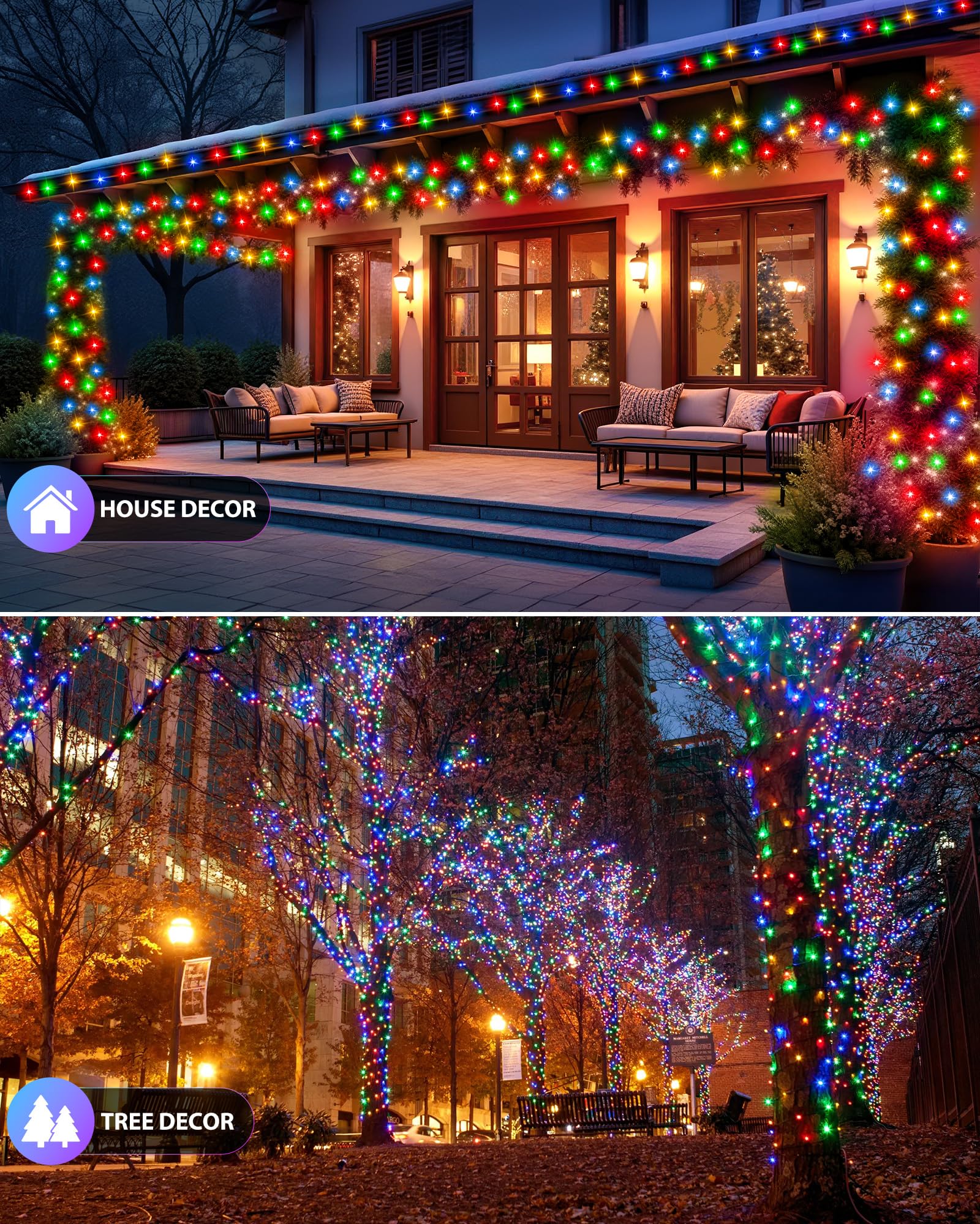 Brightown 2 Pack Solar String Lights Outdoor, Each 46Ft 120 Led Solar String Lights For Outside With 8 Modes, Ip65 Waterproof So