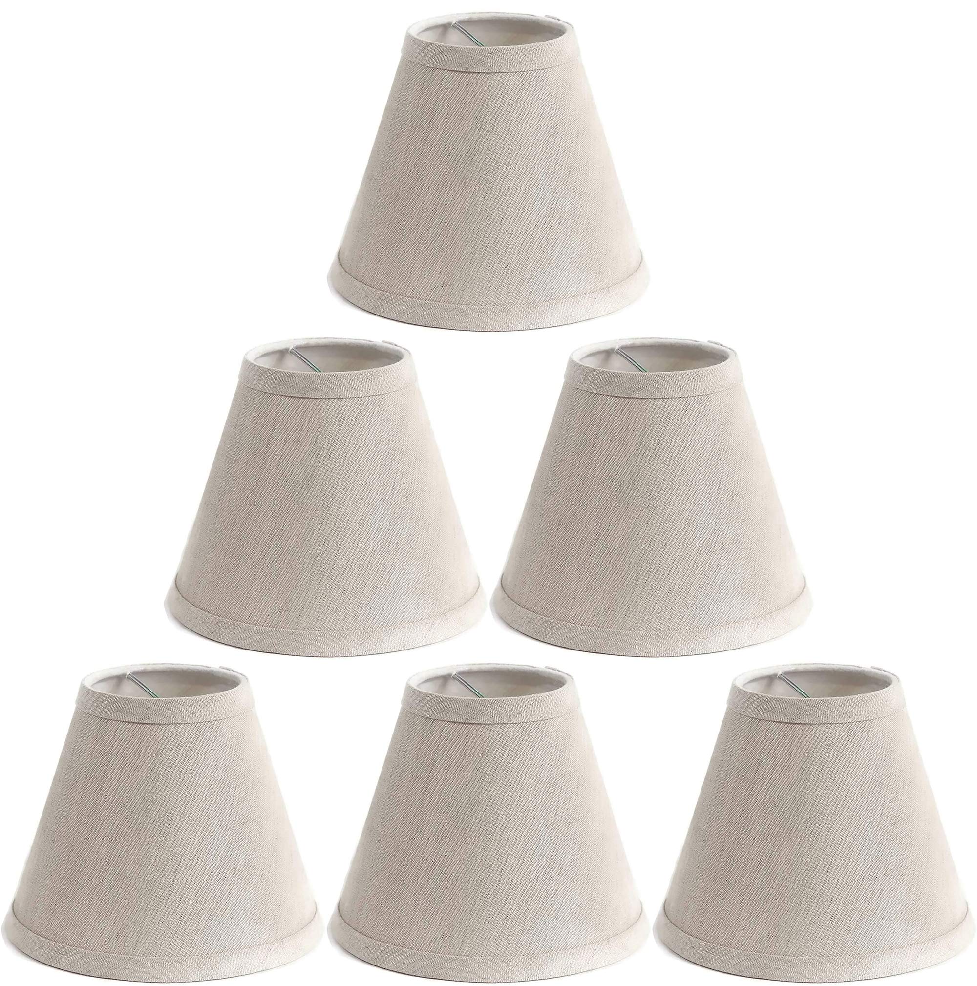 Urbanest Chandelier Lamp Shades, Hardback Clip On, 6-inch, Oatmeal, Set of 6, Metal