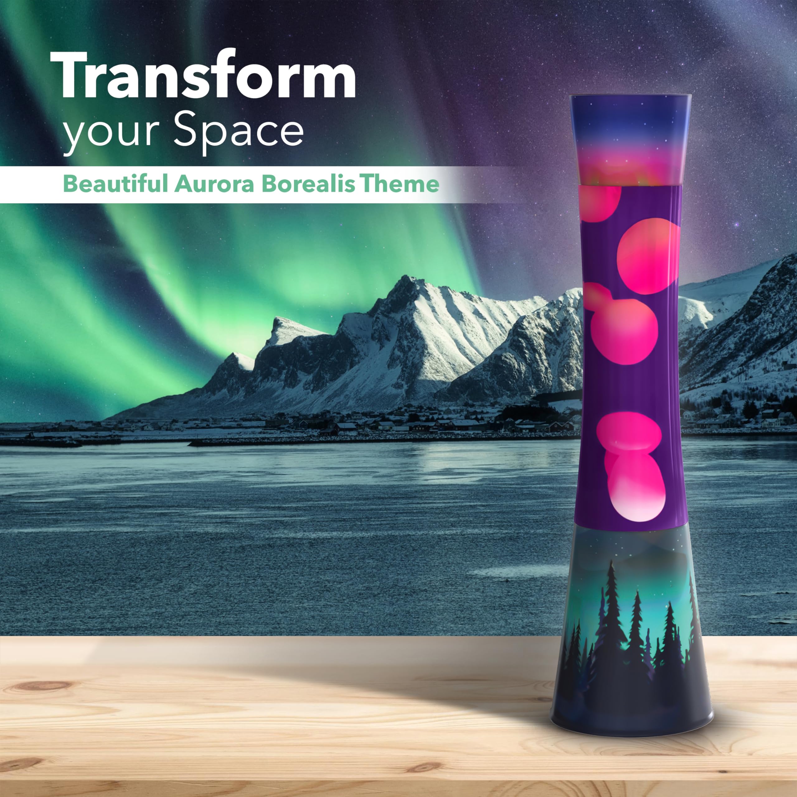 JAMBO Aurora Motion Lamp - 15.5" Relaxing Liquid Mood Light, Aluminum Decor for Living Room, Office, Bedroom, Model 74000
