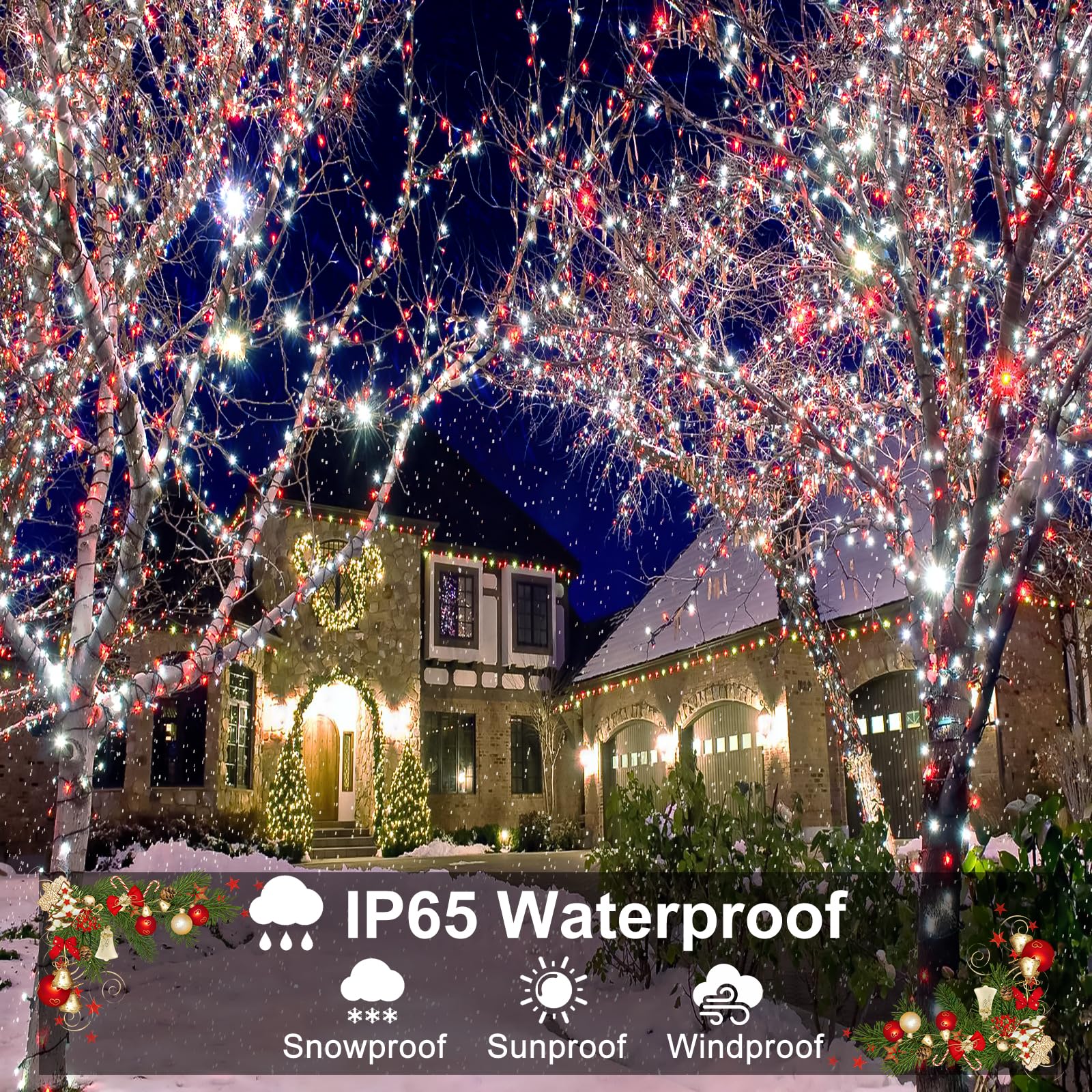 100Ft 300 Led Christmas Lights Outdoor, Christmas String Lights With Green Wire, 8 Modes Waterproof Plug In Twinkle Tree Lights