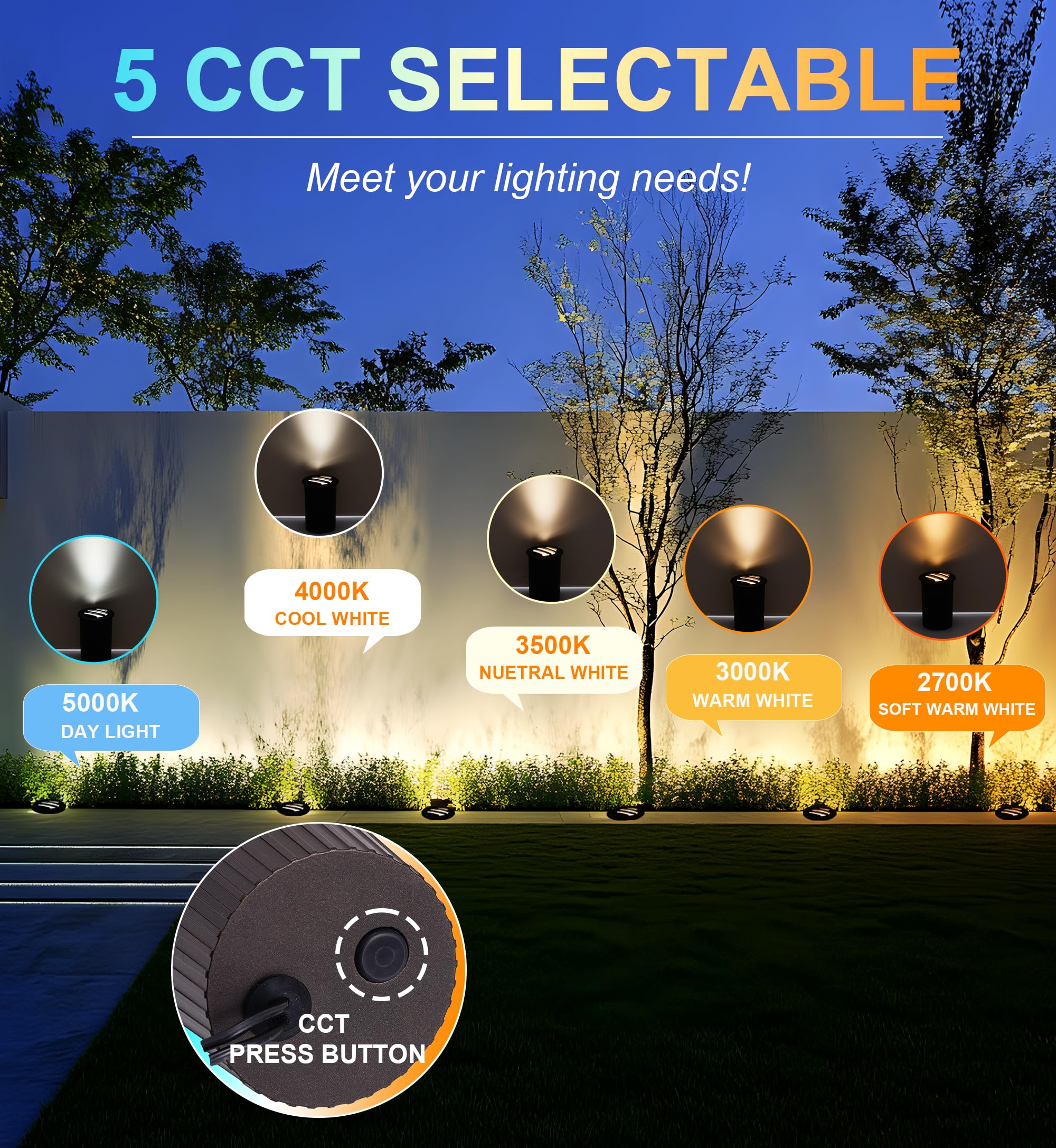 CLOUDY BAY 9W Low Voltage LED Landscape Lights, 12V-24V Waterproof, Grated Top, Oil-Rubbed Bronze, In Ground for Pathway & Deck