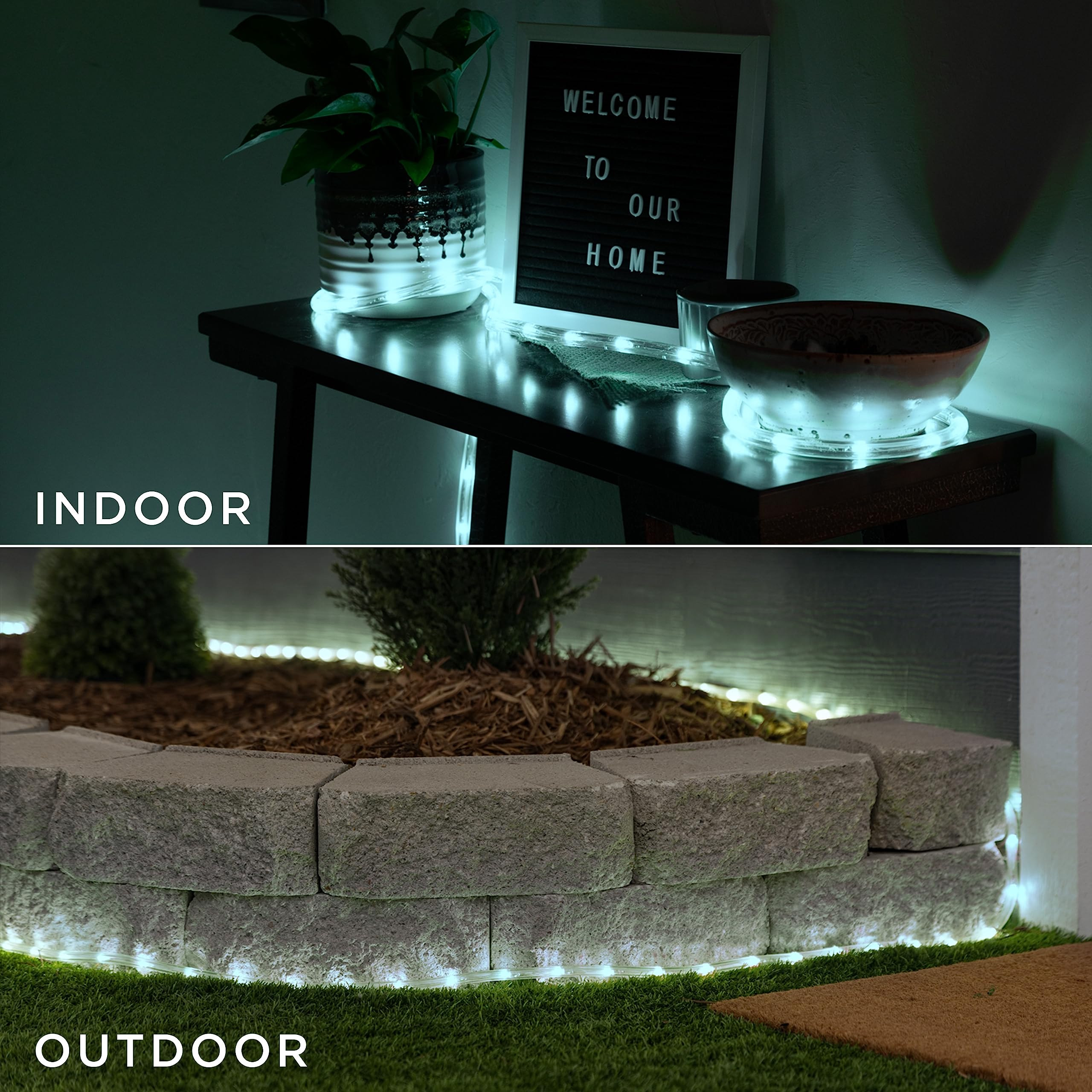 Ultrapro 16Ft Led Rope Lights, Cool White 5000K, Waterproof, Indoor/Outdoor String Lights