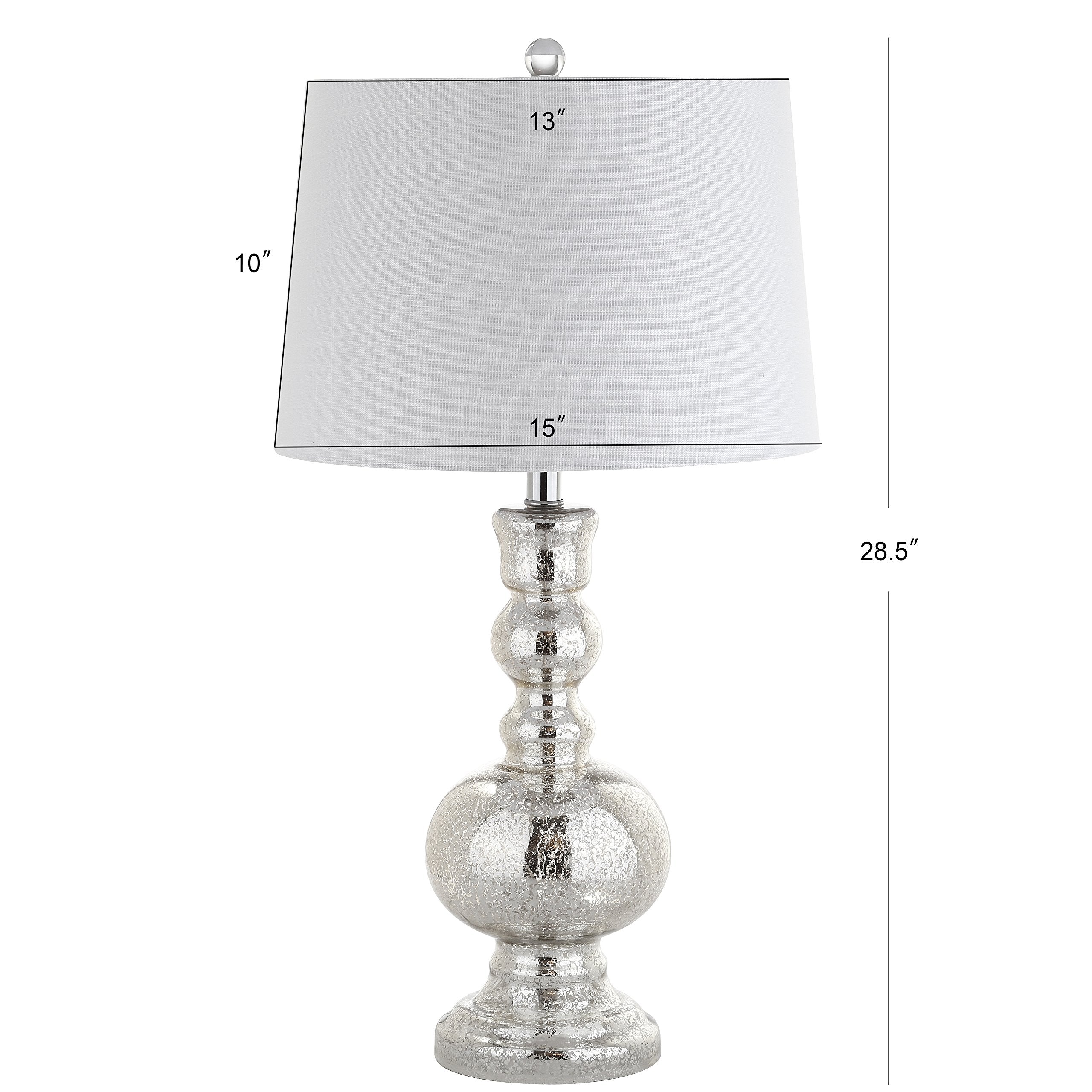JONATHAN Y Set of 2 Glass LED Table Lamps, 28.5" Mercury Silver, Contemporary Design for Bedroom, Living Room, Office - Model JYL1061D-SET2
