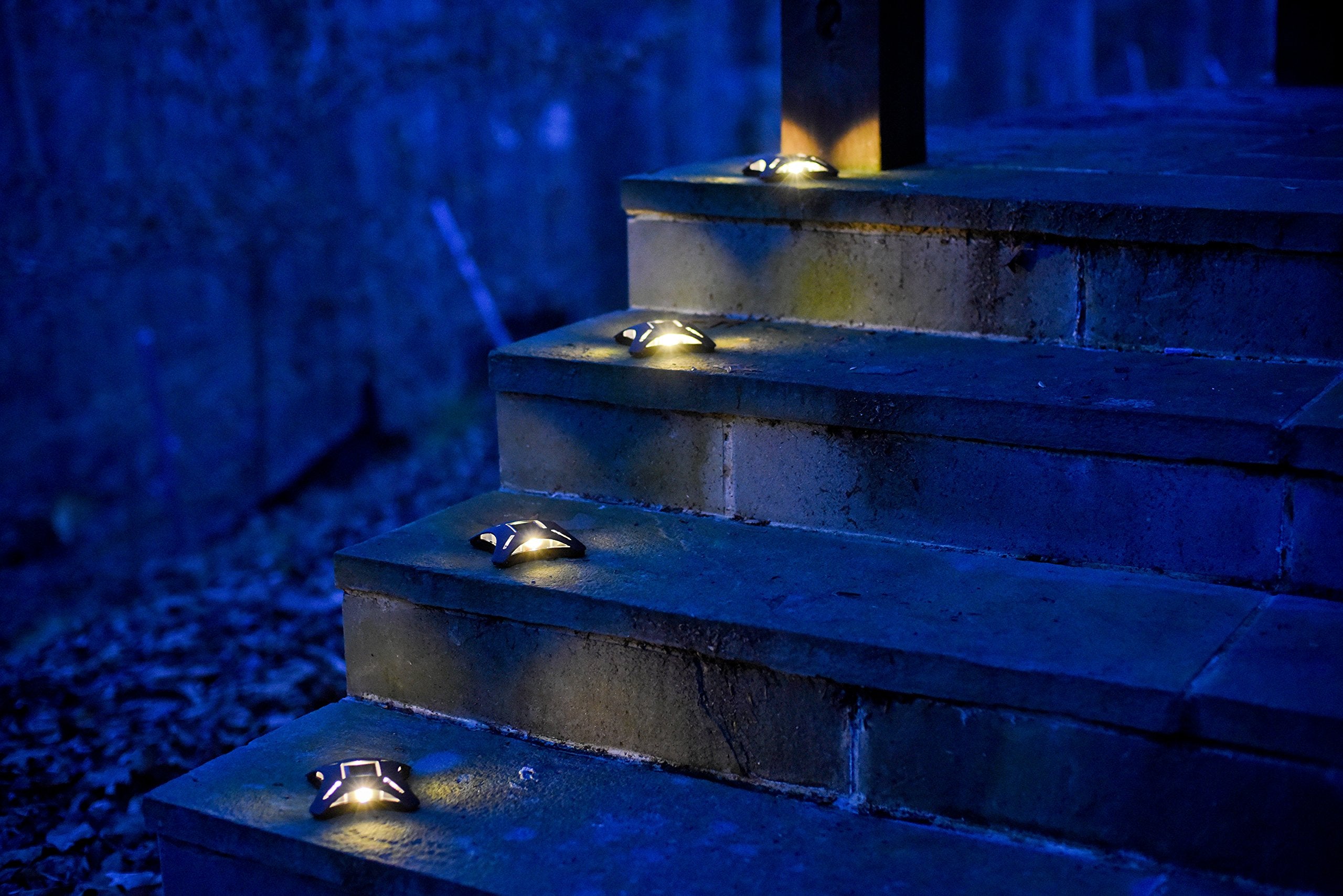 Maxsa 47335 Solar LED Deck and Step Lights, 4-Pack, Metal, Dark Bronze