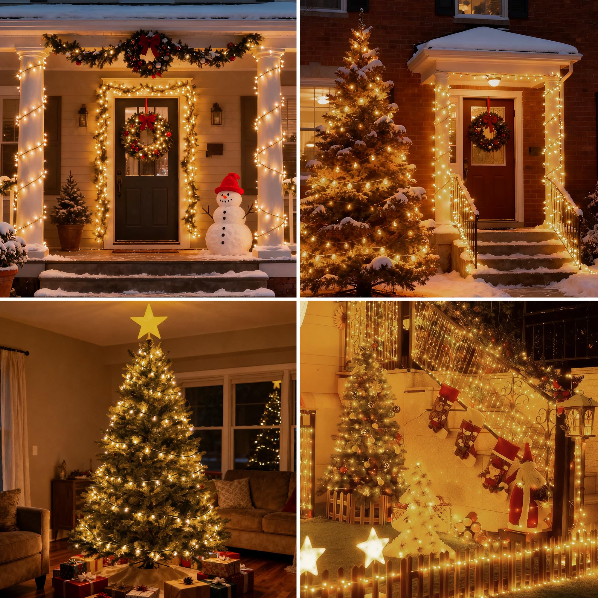 Banbanjo Solar Christmas Lights Outdoor 2 Packs Total 144Ft 400 Led Solar String Lights With 8 Modes  Waterproof Christmas String Light For Patio Garden Party Tree Proch Holiday Xmas Decor(Warm White)