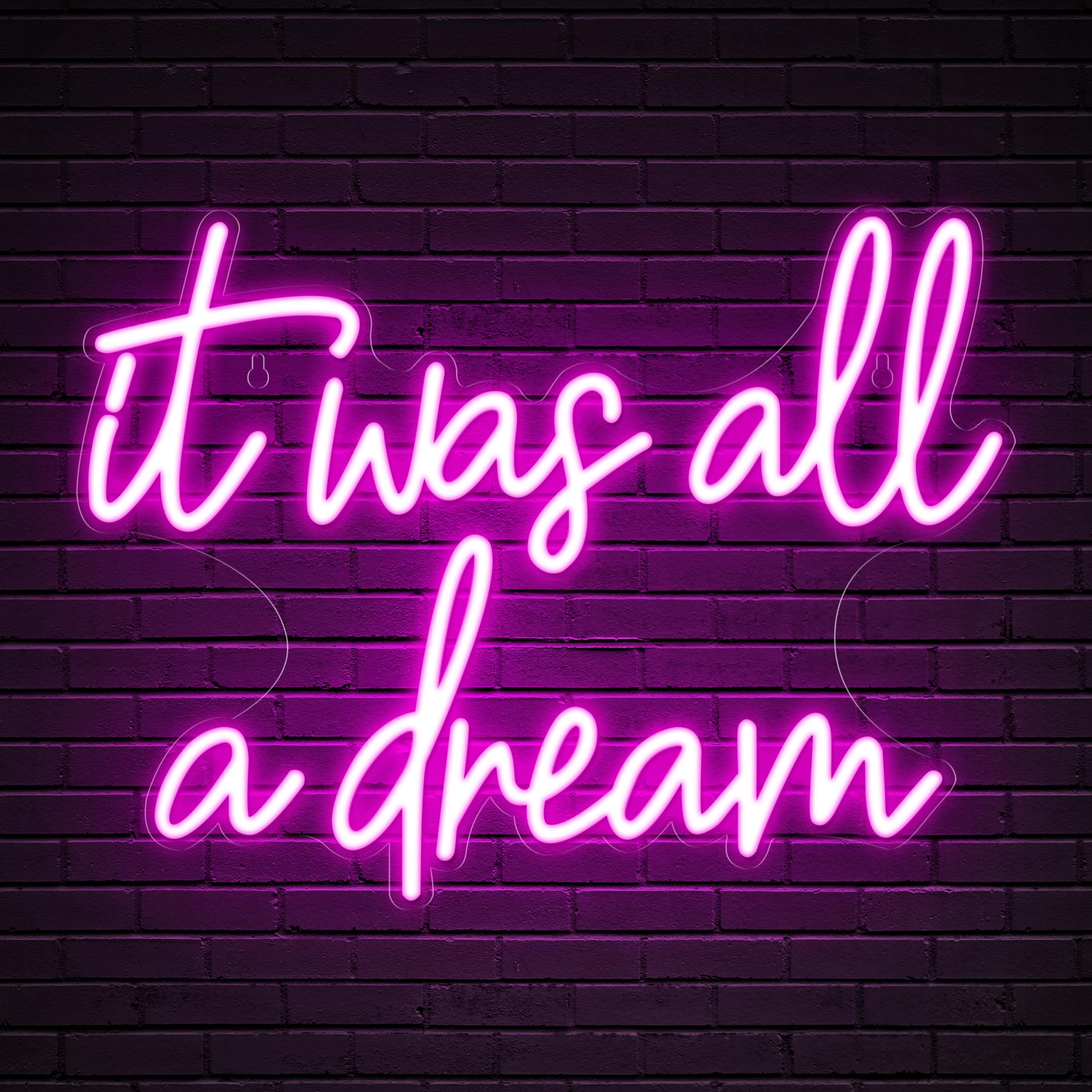 Kavaas Neon Sign - It Was All A Dream - 16.5in x 12.5in - Pink - LED Light for Bedroom, Party, Bar, Salon, Bathroom Decor