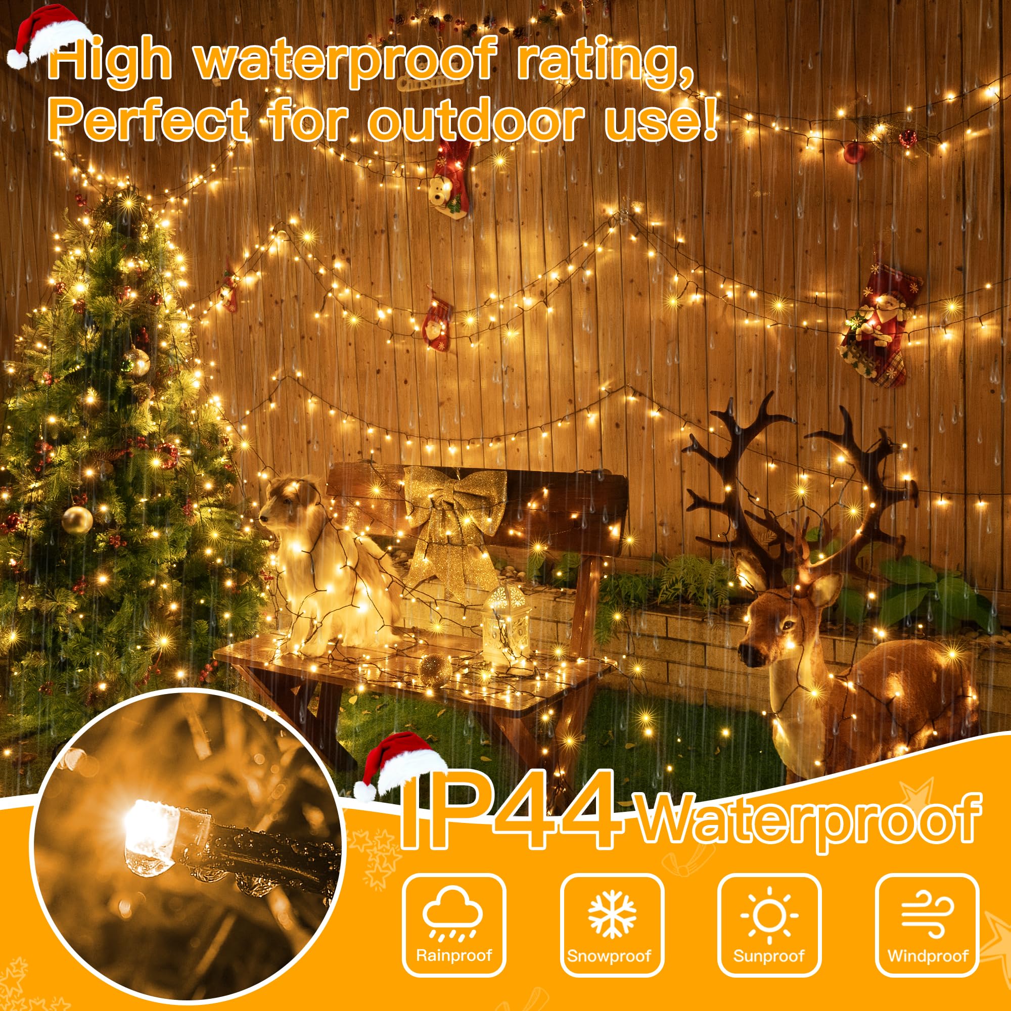 Ollny 262FT Warm White String Lights, 800LED, Waterproof Fairy Lights with Remote, 8 Modes & Timer for Outdoor Party Decorations