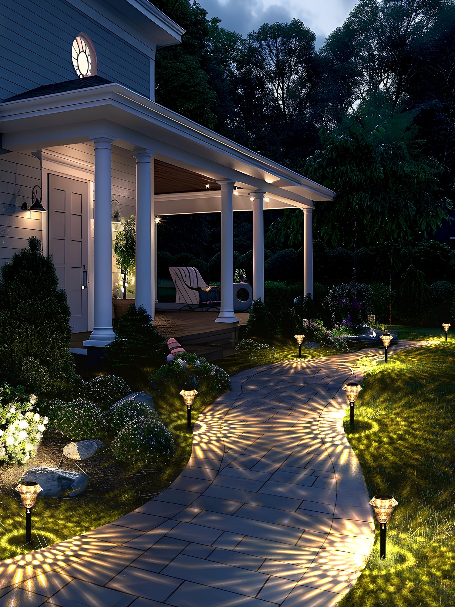 SOLPEX Solar Pathway Lights, 6 Pack Warm White, Waterproof Plastic Landscape Lighting for Garden, Yard, Walkway, Model 9018