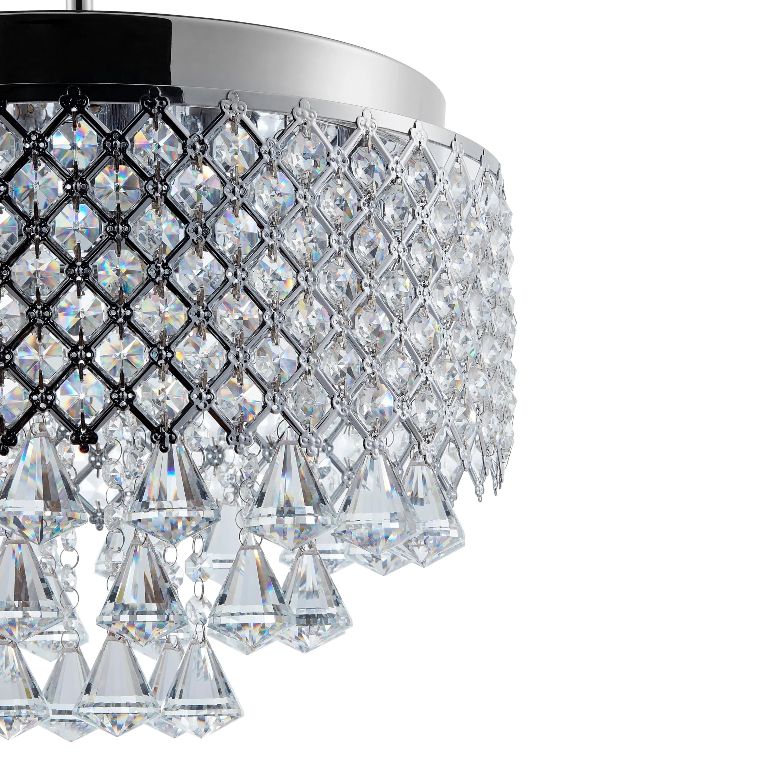 Finesse Decor Cinderella Round Chandelier Pendant - Chrome Crystal, Traditional Design, Model FN-615-C, Clear Color
