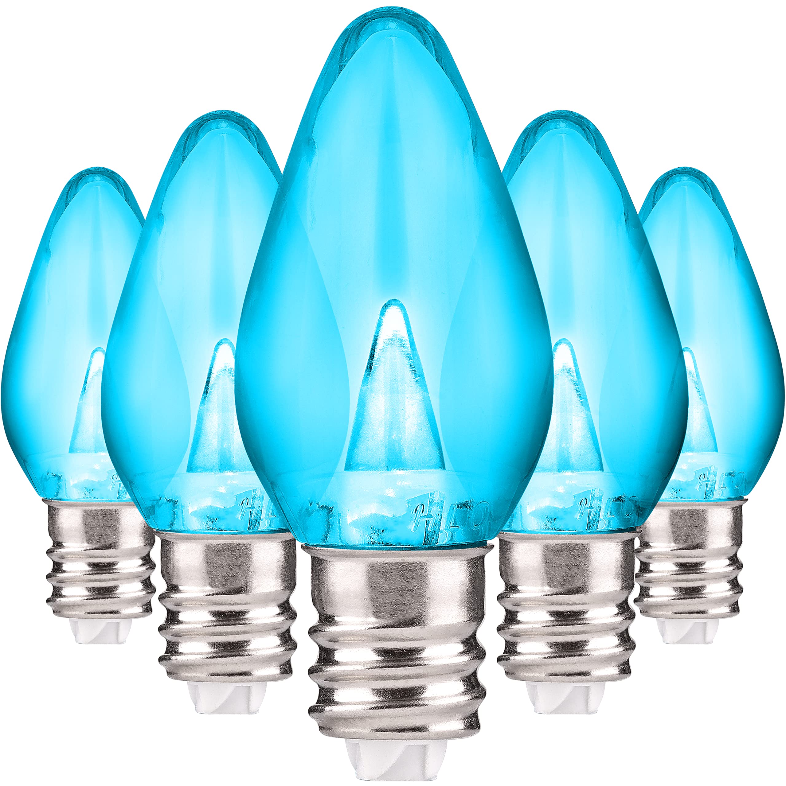 HLO Lighting LED C7 Teal Replacement Bulbs, E12 Size, Energy Efficient, 2 Diode, Pack of 25