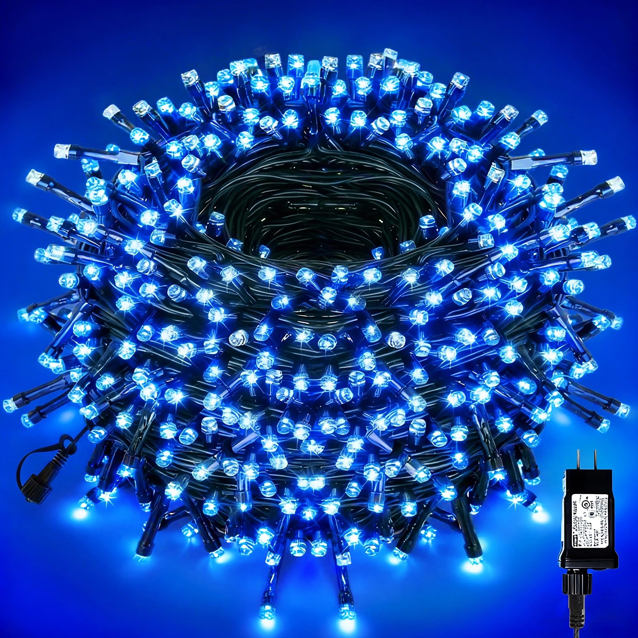 Vtechology 500 Led Blue Christmas Tree Light Plug In Connectable 170Ft String Lights With 8Modes Ul Certified Outdoor Indoor For Halloween Holiday Bedroom Party Decor