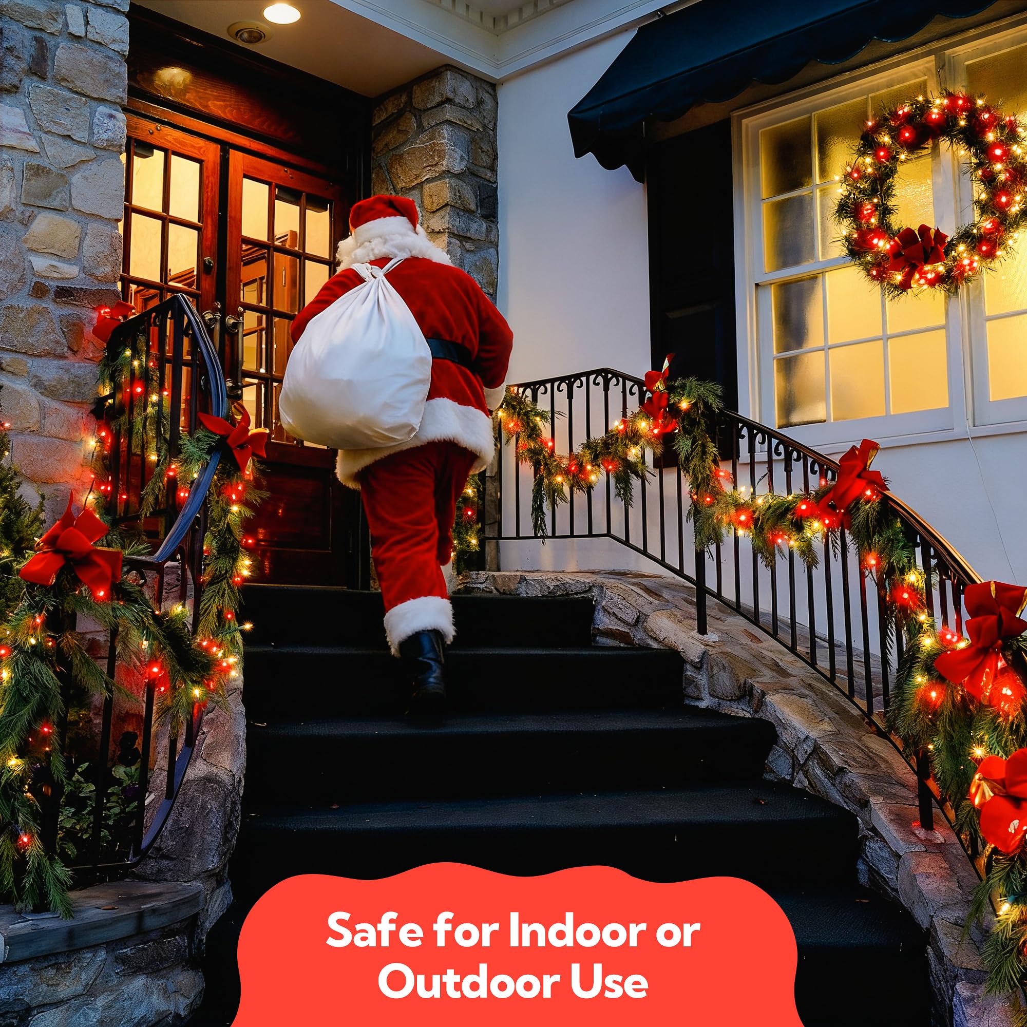 Woohaha Mini Christmas Lights 2 Pack 13Ft String Lights  120V Ul Plug Extendable Xmas Tree Lights For Christmas Patio Home Party Holiday Garden Indoor/Outdoor Decor(50 Count Red Clear)