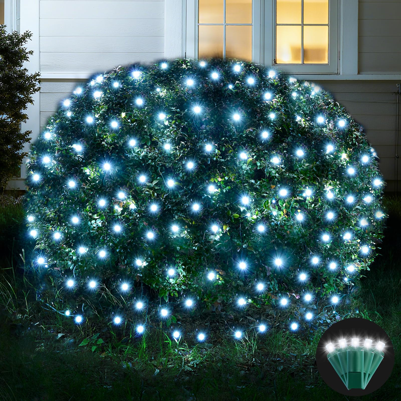Led Net Lights Christmas Lights Outdoor 200Leds 9ft x 6ft Upgraded White Christmas Net Lighting  Waterproof UL Listed Outdoor Indoor Large Mesh Net Light for Xmas Trees  Bushes  Shrubs Decorations