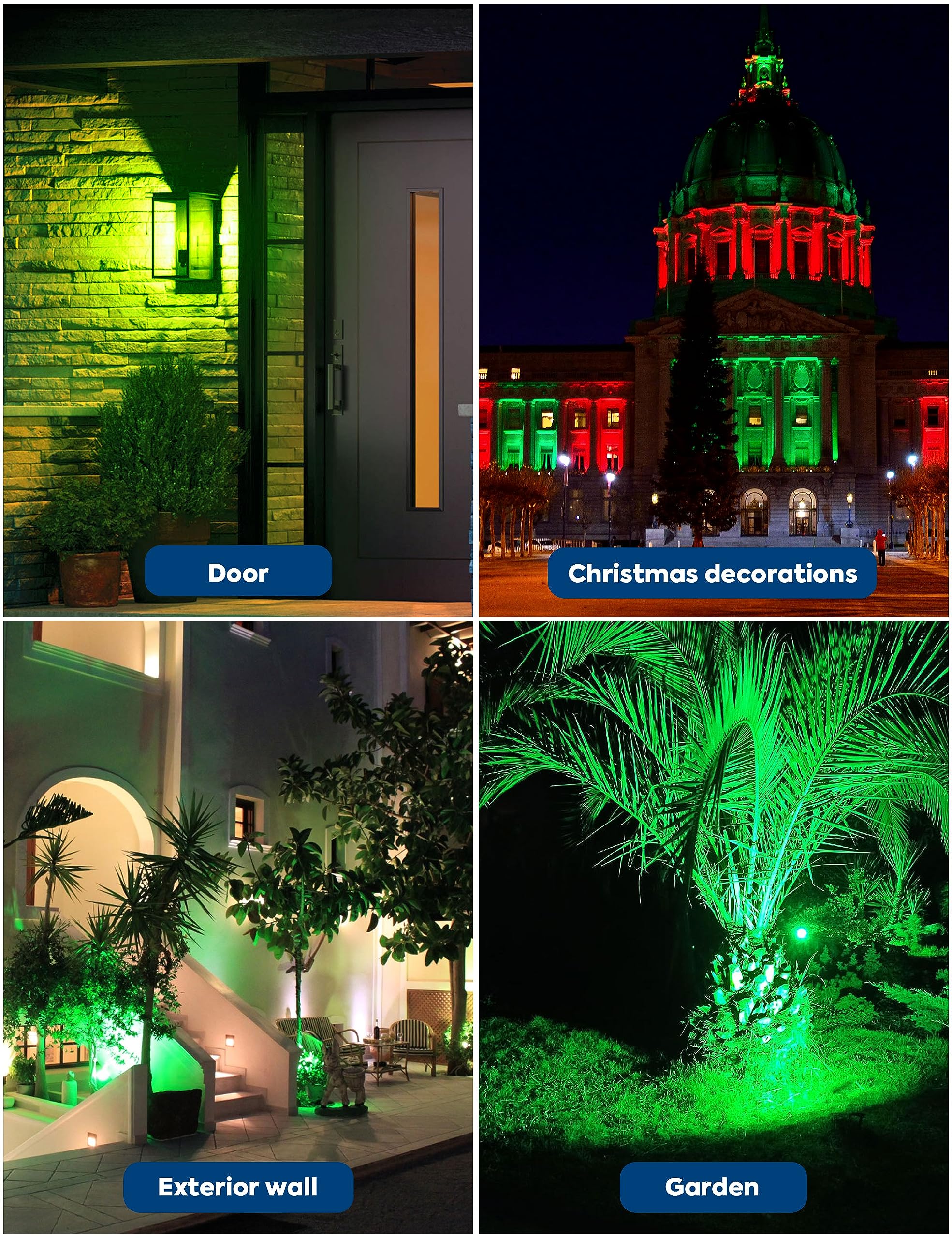 Nouscan Red Green LED Light Bulbs, 9W Equivalent, E26 Medium Base, A19, 4 Pack - Decorative for Holidays, Non-Dimming