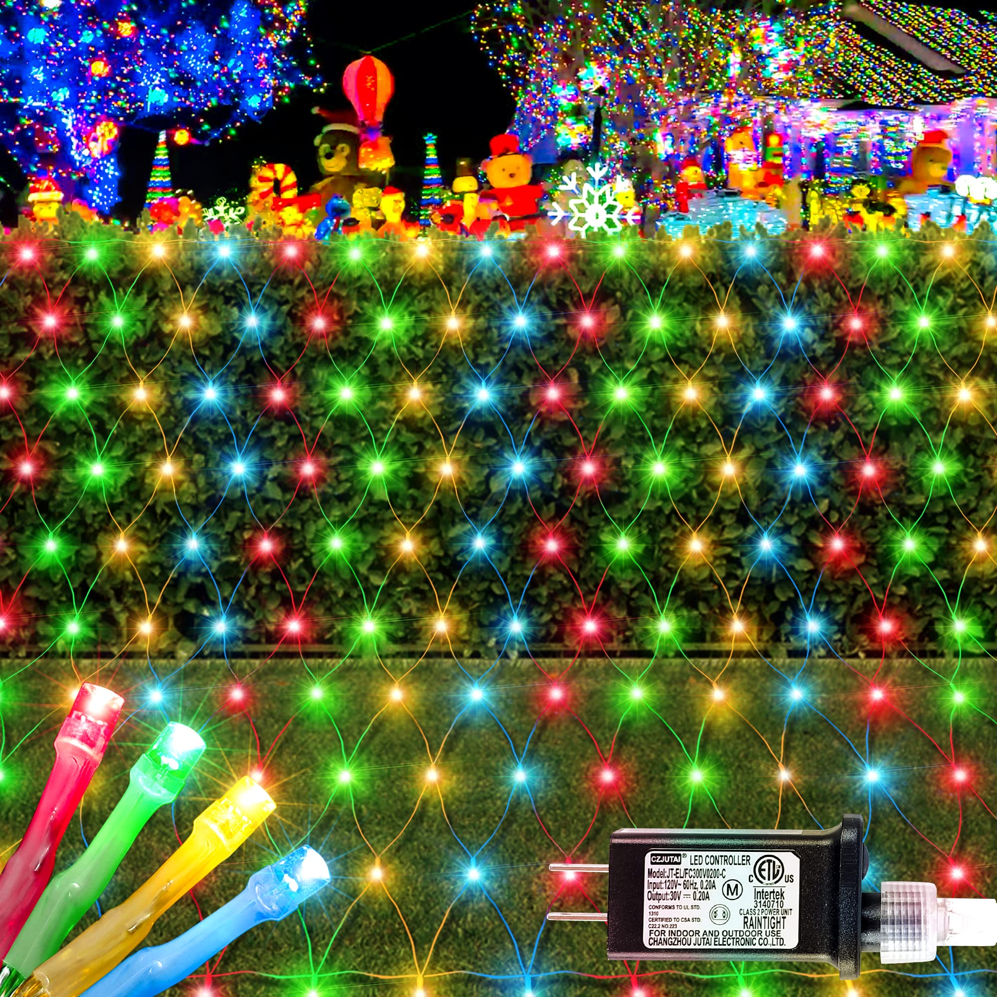 HEYFUNi 192 LED Net Lights, Waterproof Christmas Mesh Lights for Indoor/Outdoor, 9.8ft x 6.6ft, Multicolor, Model QX-U-O-N-192