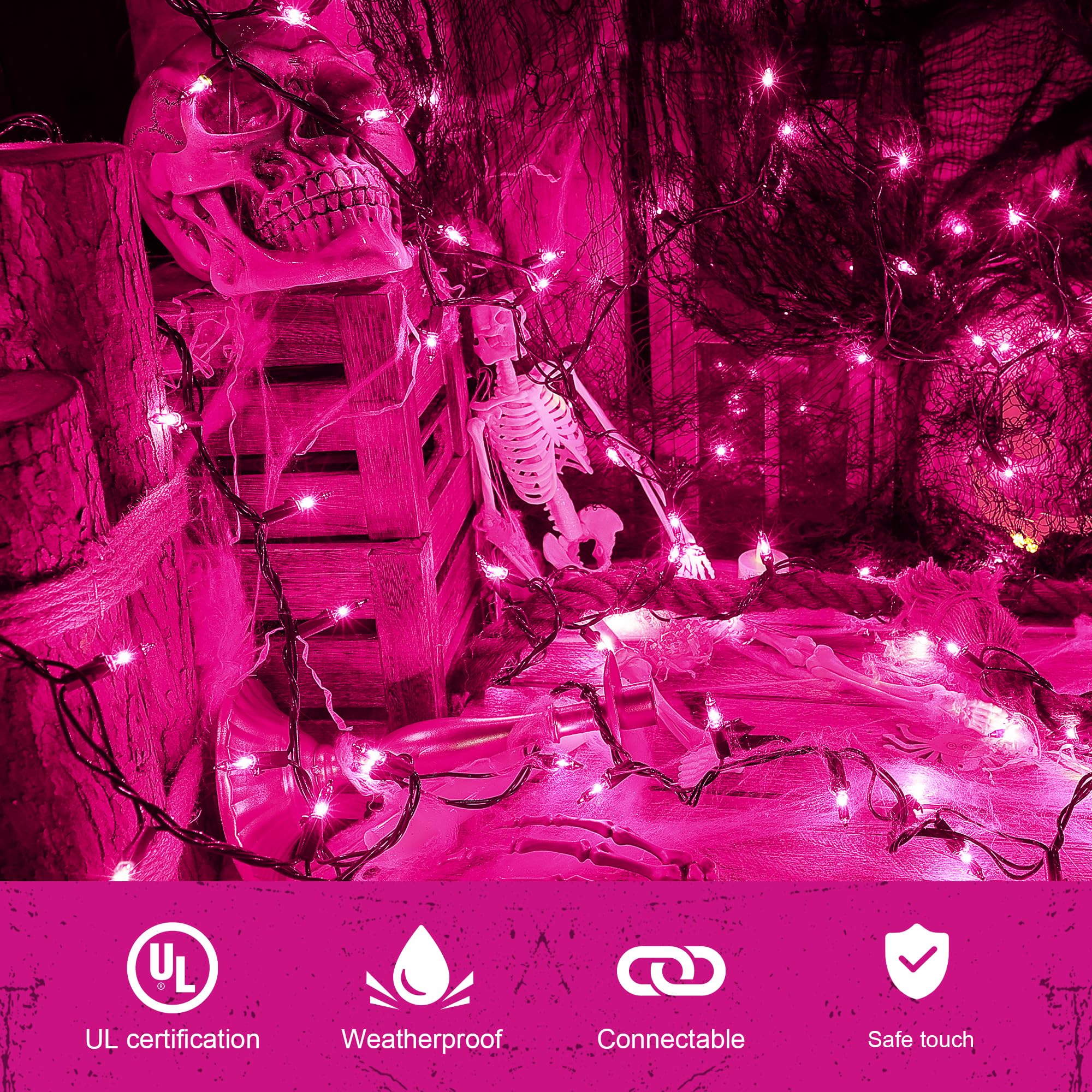 mimigogo Purple Fairy Lights Outdoor 50 Count Waterproof Mini String Lights 13FT UL Certified for Halloween Christmas Party Decorations