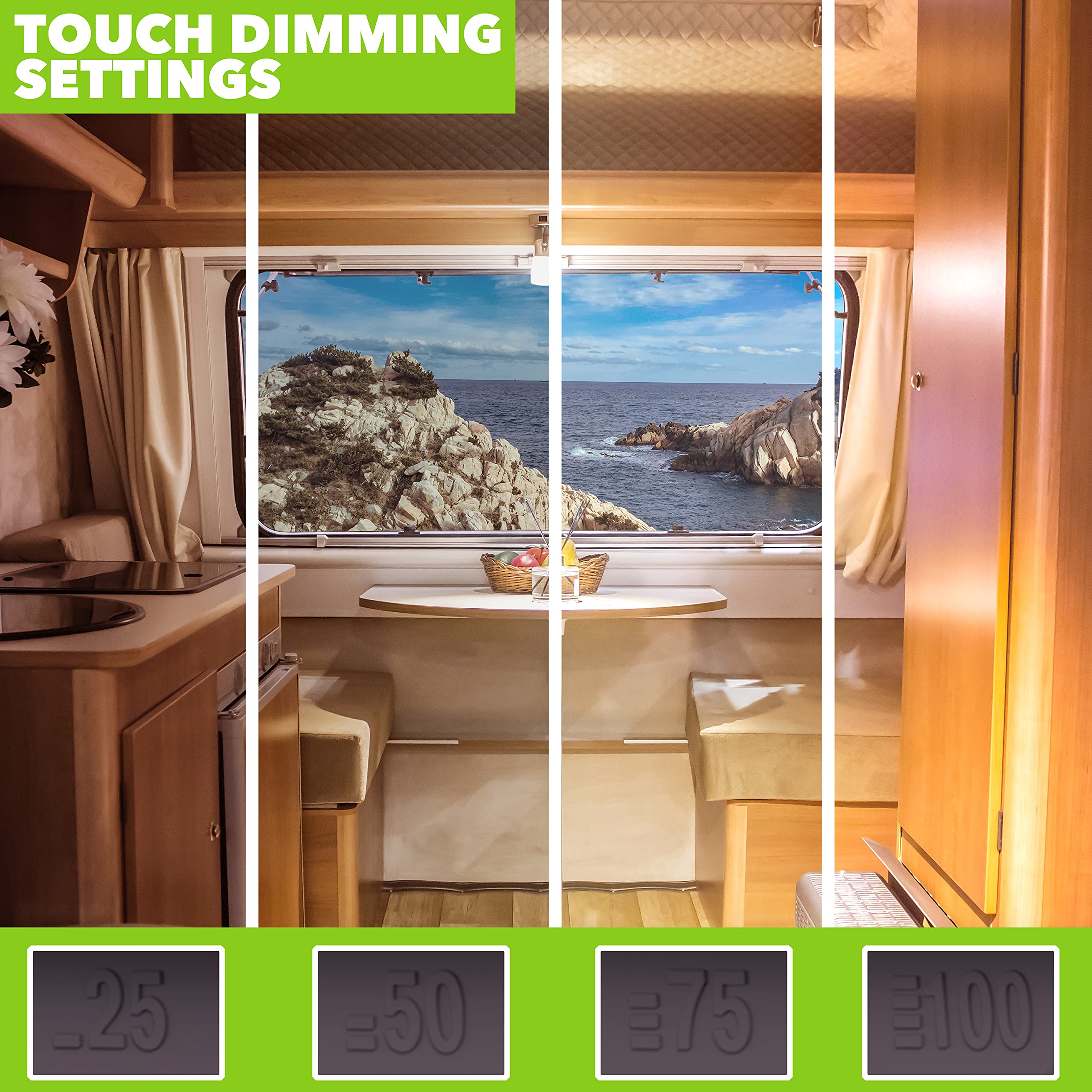 Leisure LED RV Ceiling Light Fixture, 1450 Lumen, Touch Dimmer, 12V Natural White, Burnt Bronze, 1-Pack